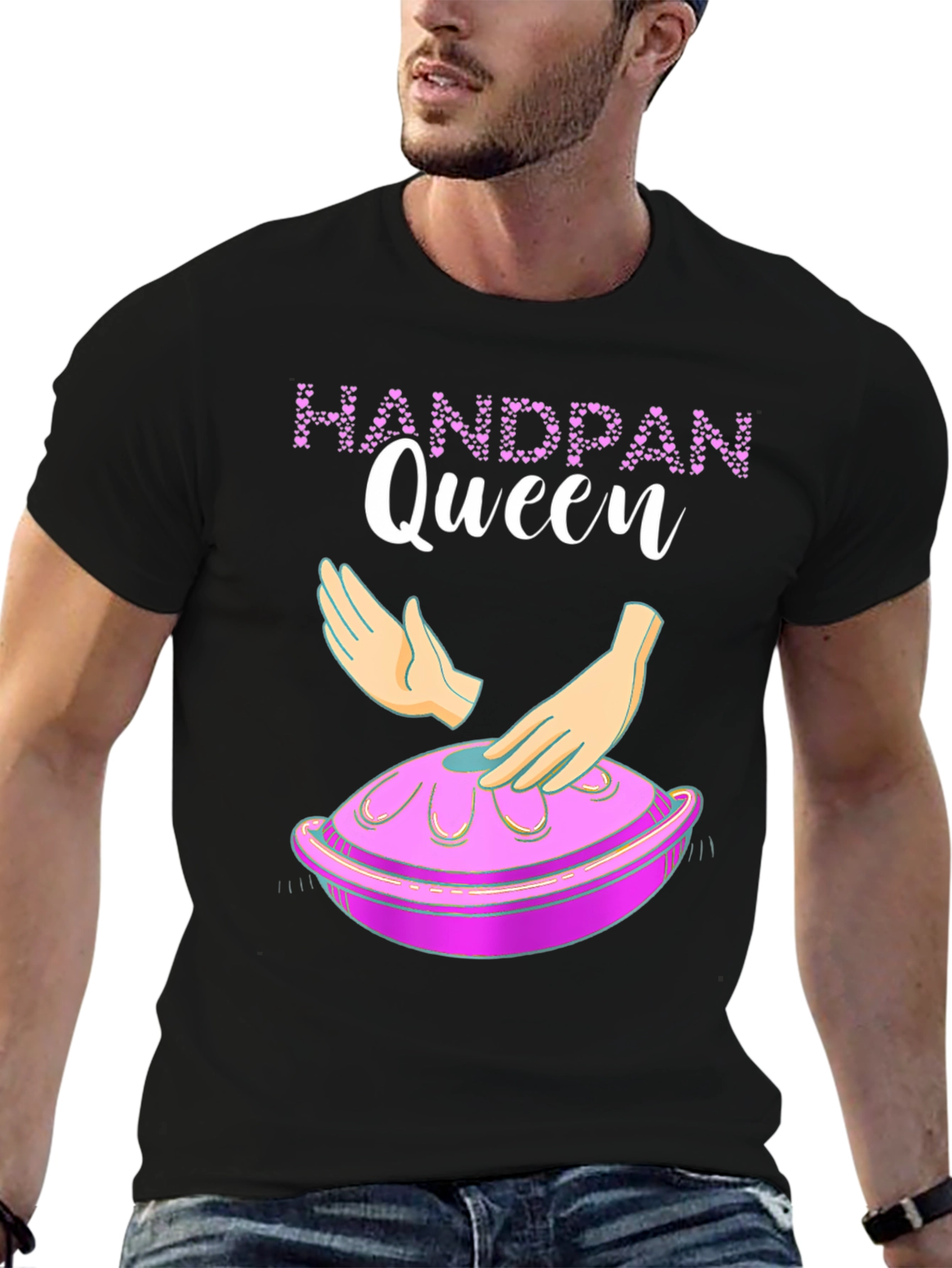 Black Handpan Queen Graphic Tee - Musical Instrument T-Shirt view 6