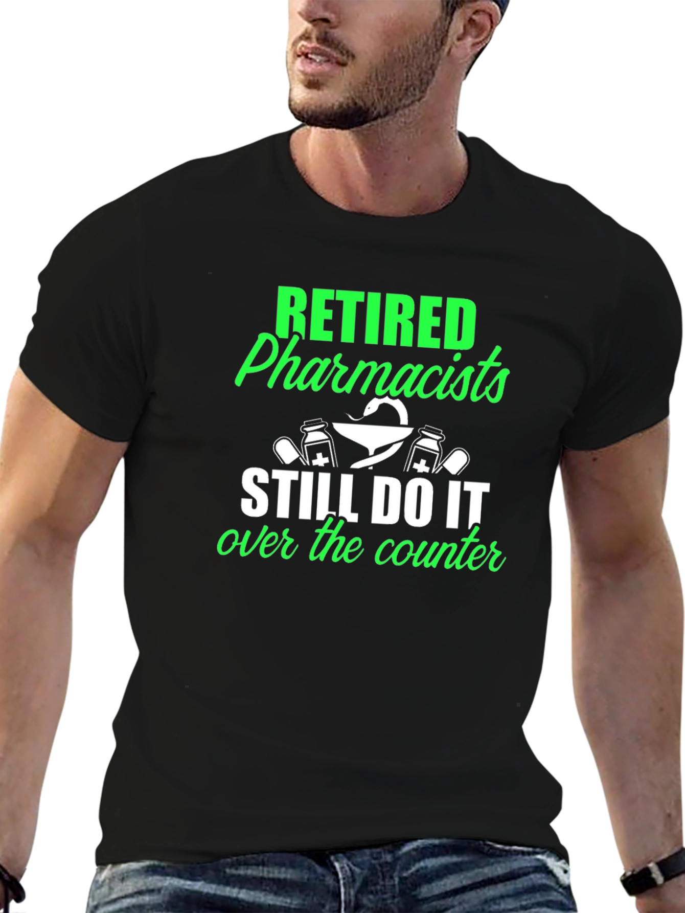Black Retired Pharmacists T-Shirt - Novelty Gift Idea view 6