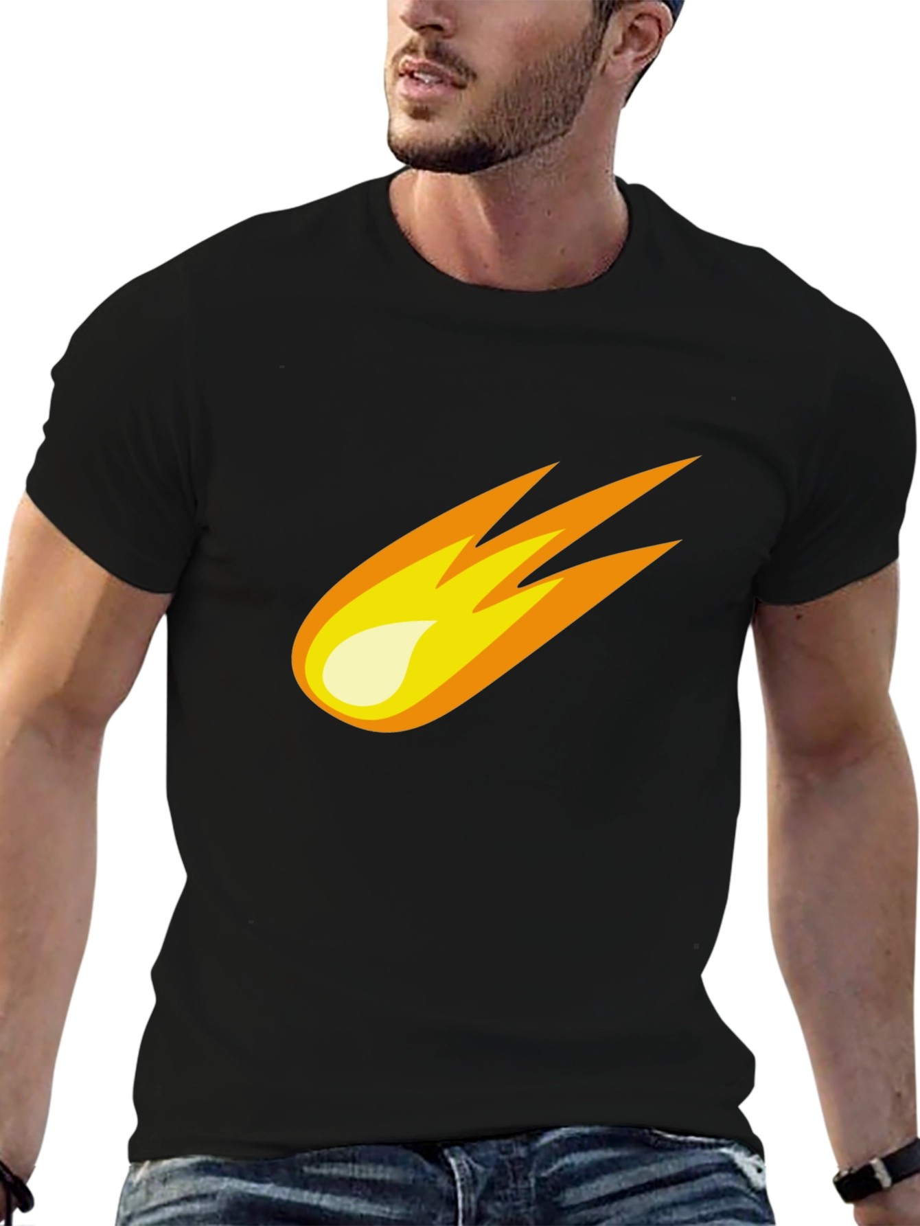 Black Meteor Graphic Tee - Black Cotton Blend T-Shirt view 6