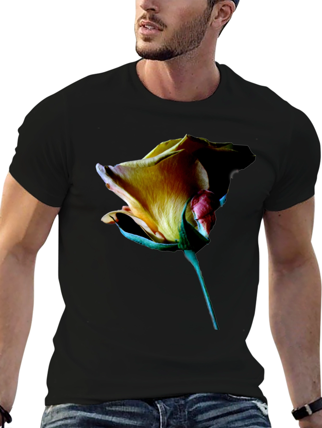 Black Rose Graphic Tee - Elegant Floral Design view 6