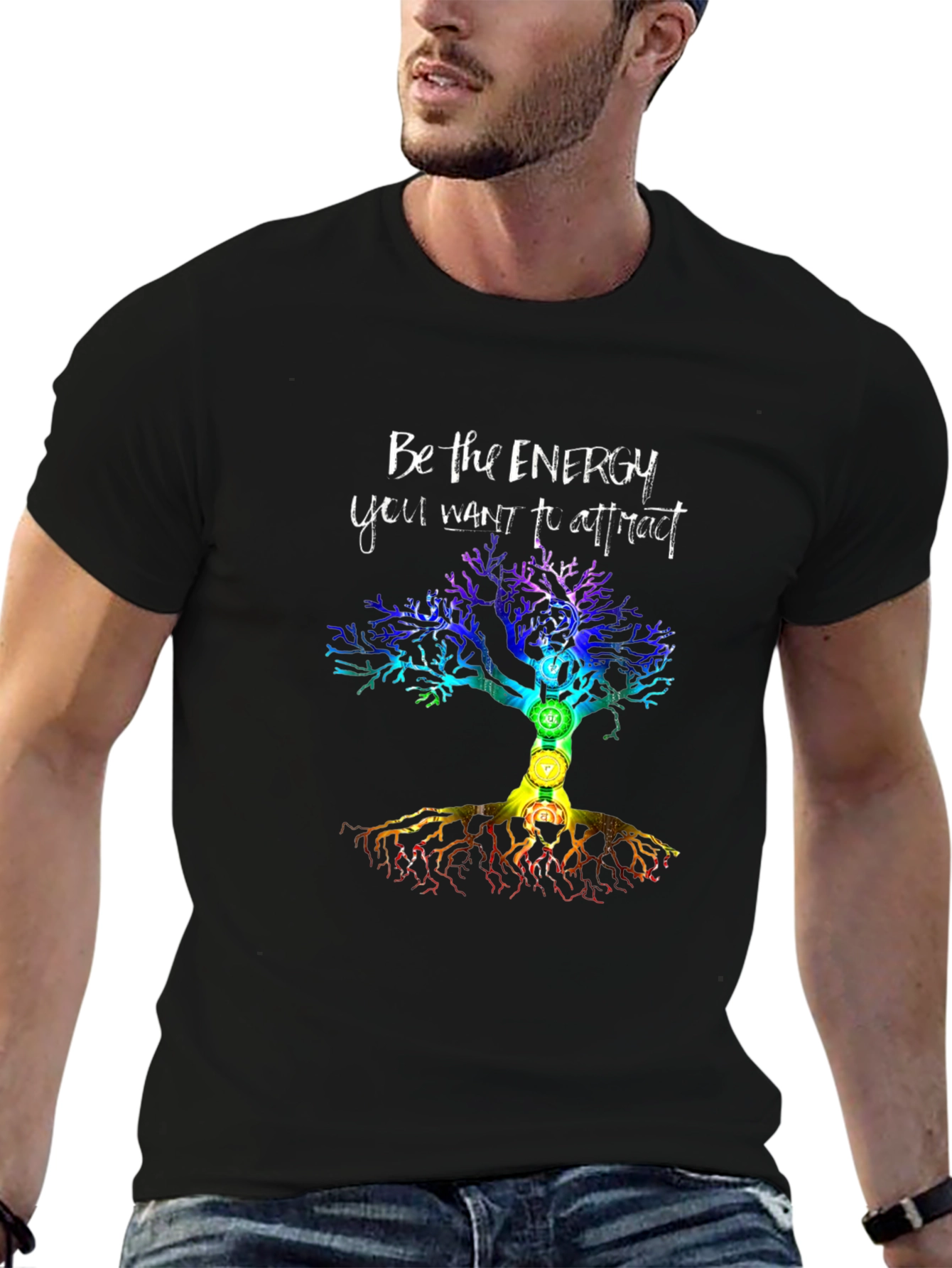 Black Energy Tree Chakra Graphic T-Shirt view 6