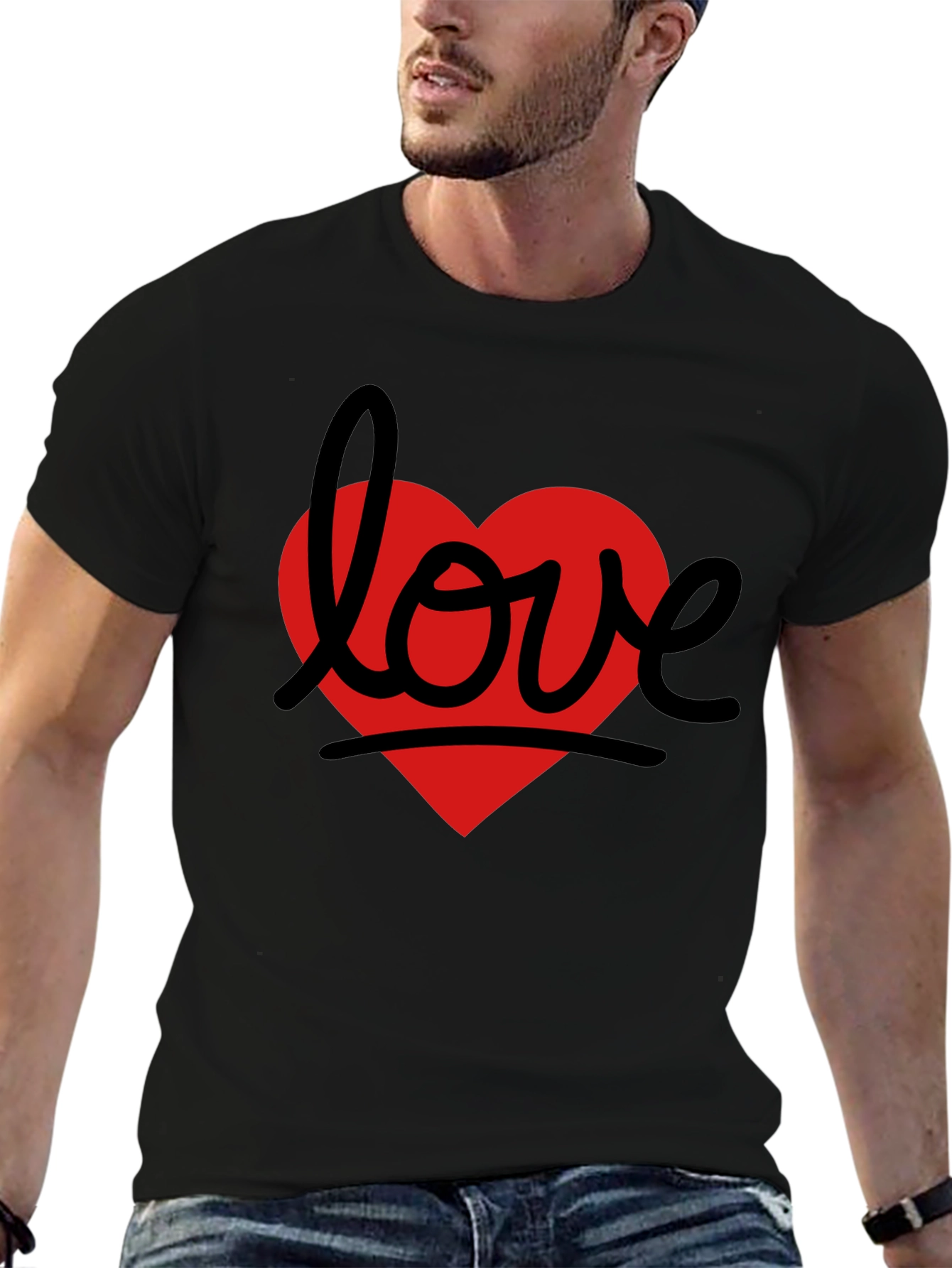 Black Love Heart Graphic Tee - Black view 6