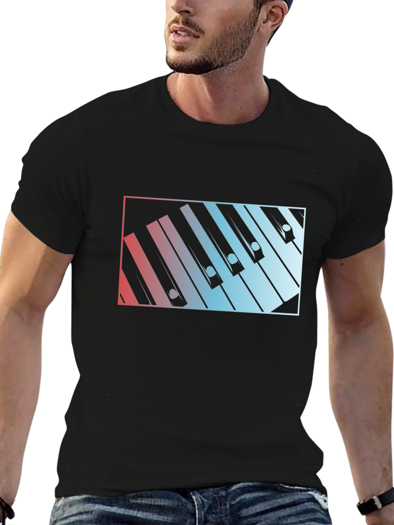 Black Piano Keys Graphic Tee - Music Lover Shirt view 6
