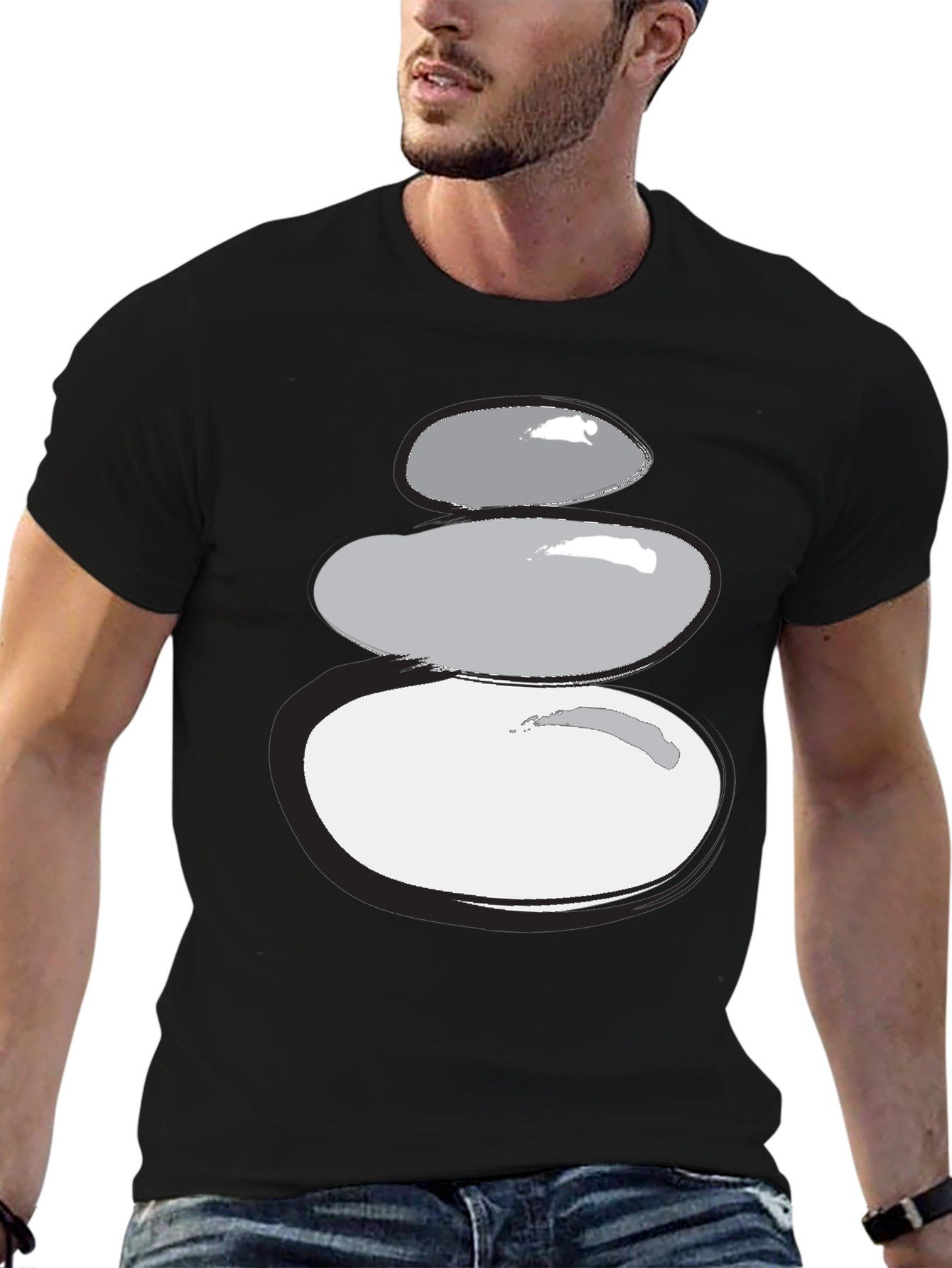 Black Stacked Stones Graphic Tee - Zen Style view 6