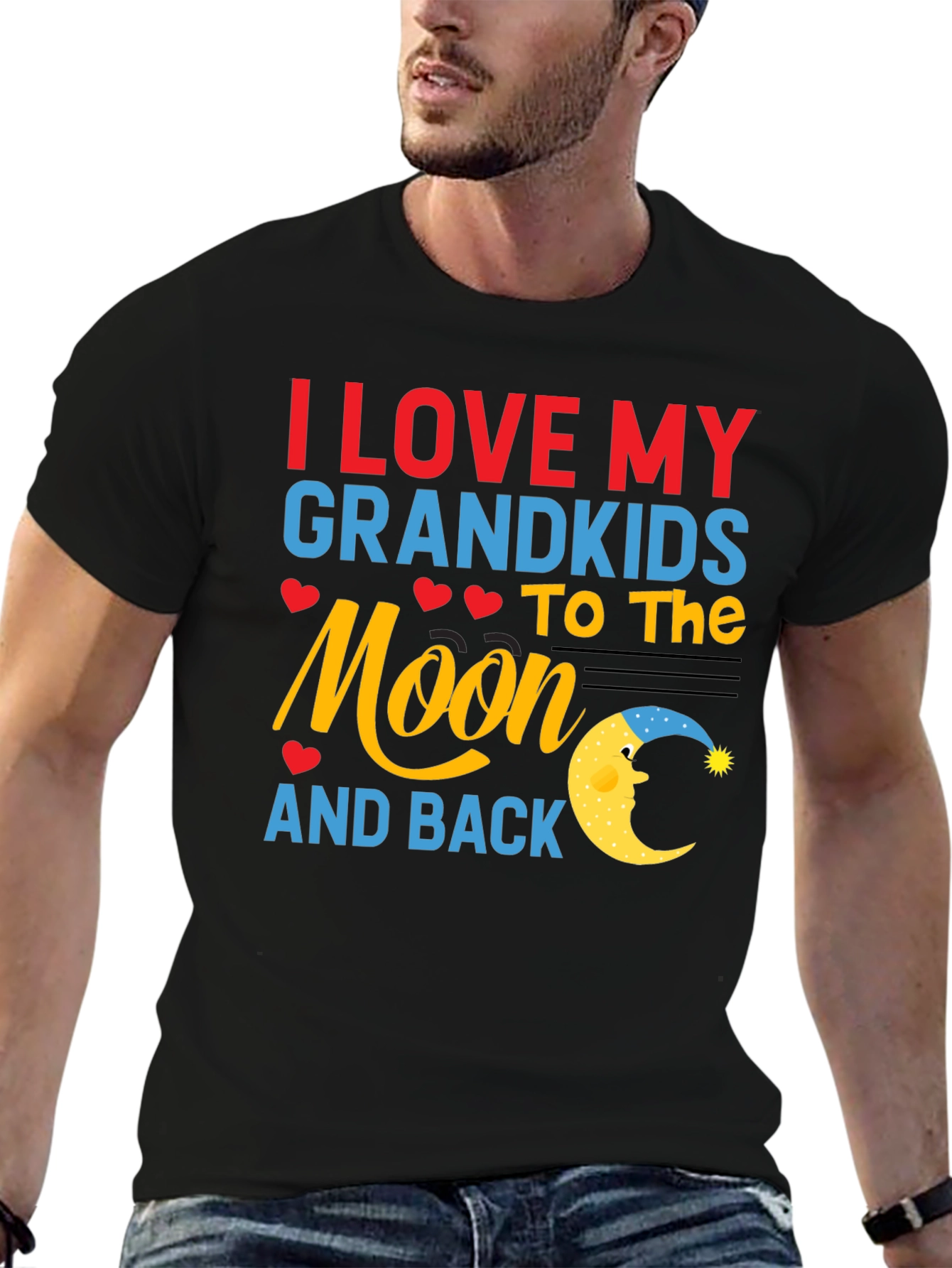 Black I Love My Grandkids to the Moon and Back T-Shirt view 6