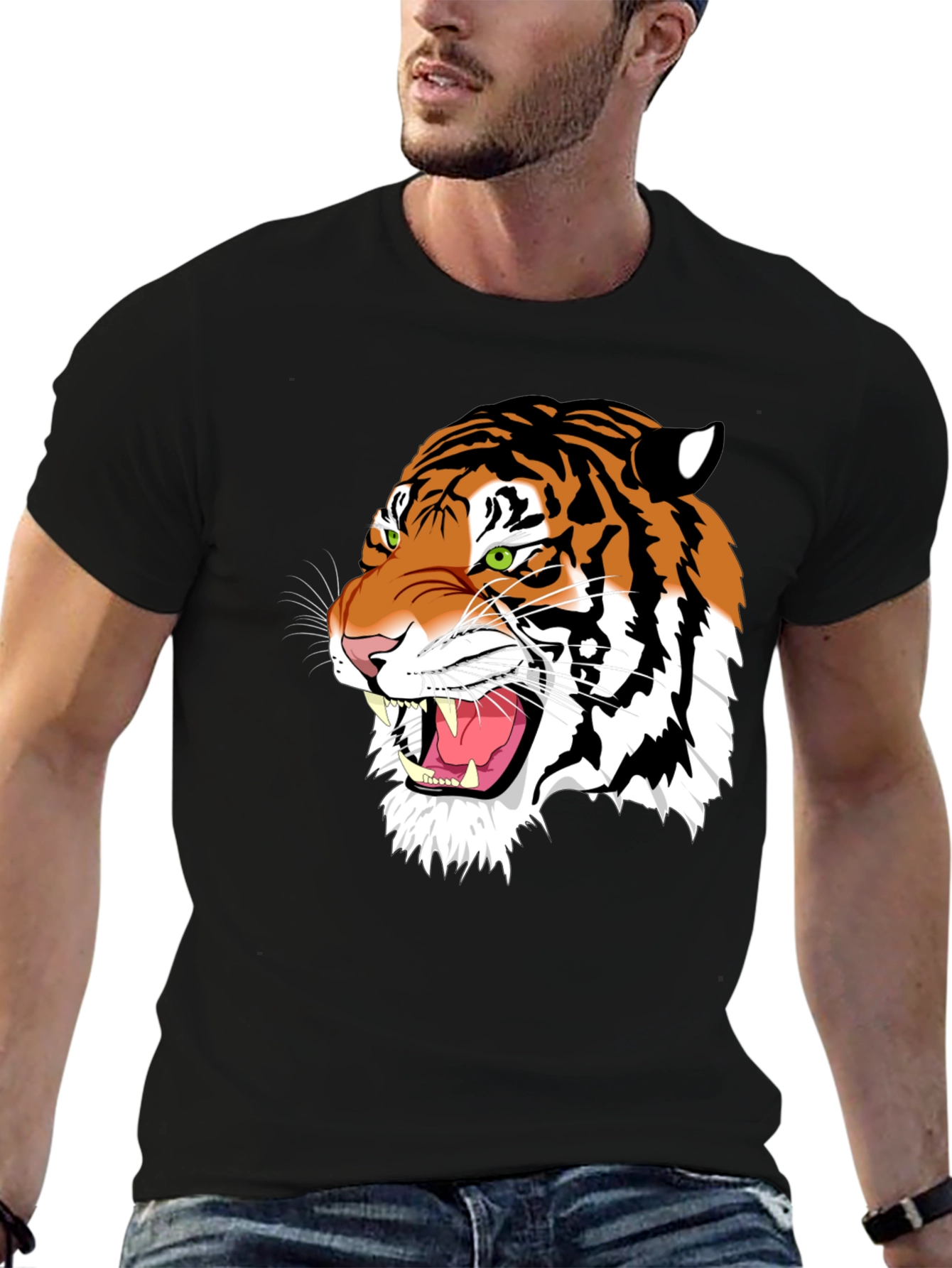 Black Tiger Graphic Black T-Shirt - Animal Print view 6