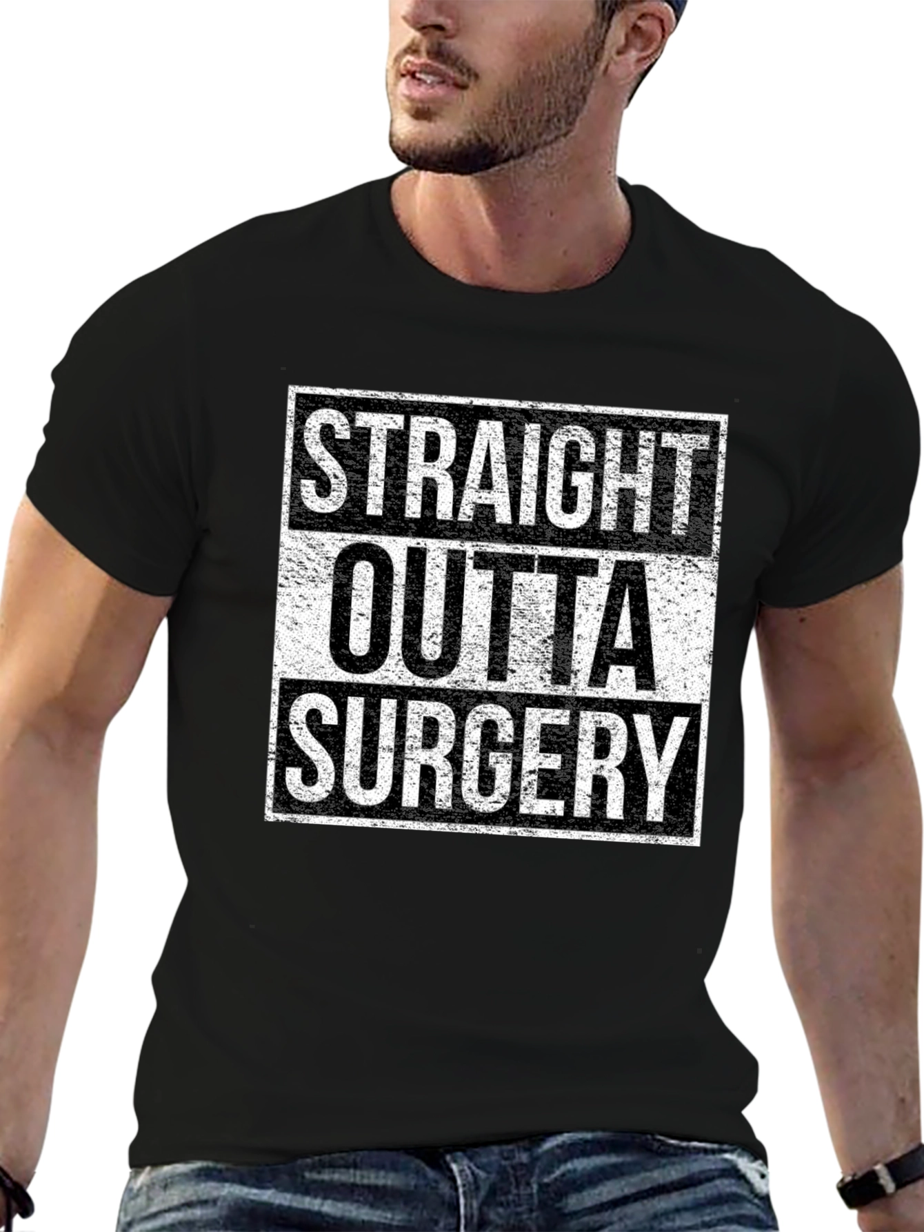 Black Straight Outta Surgery Graphic Tee view 6