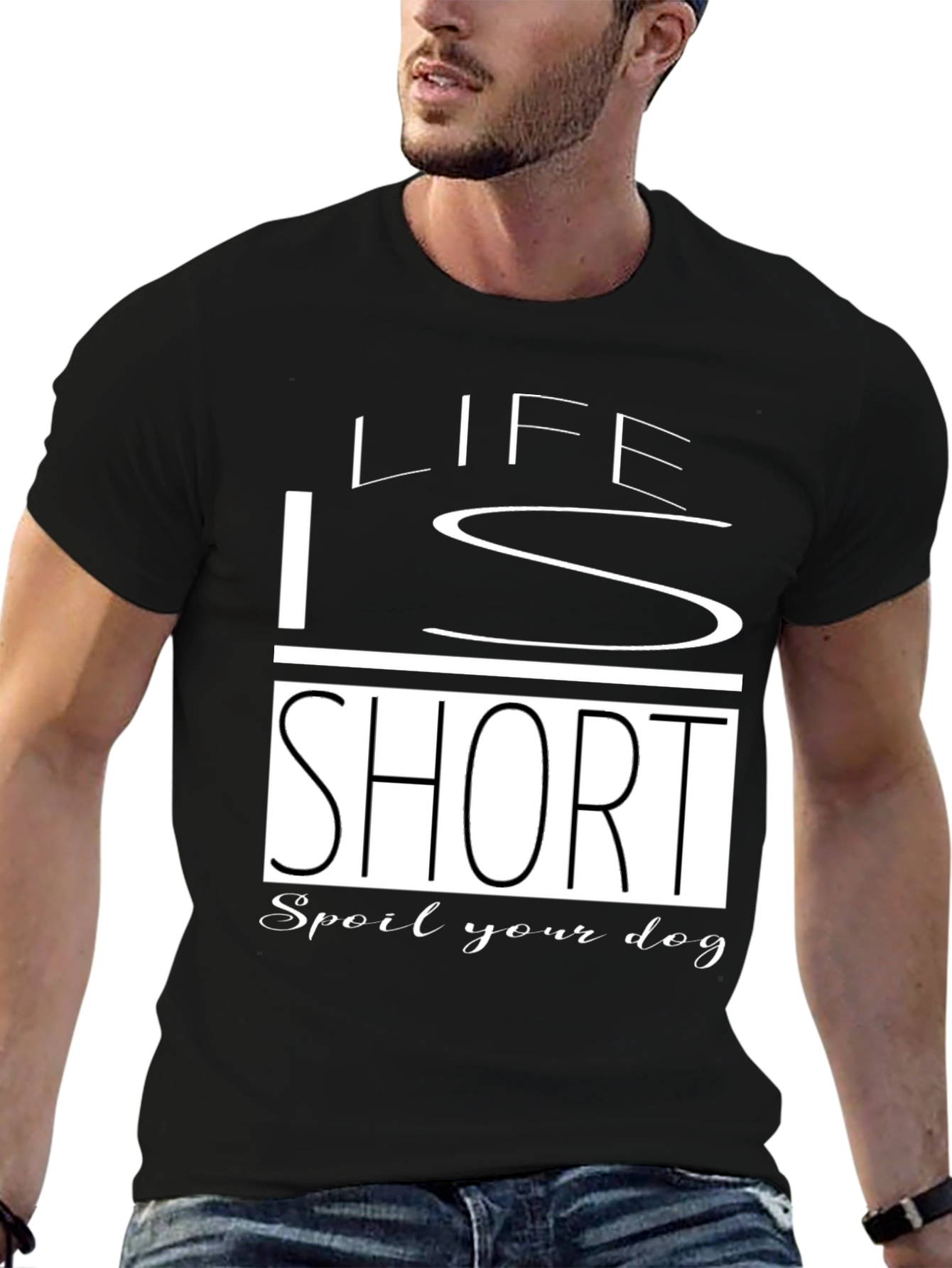 Black Life Is Short Spoil Your Dog Black T-Shirt view 6