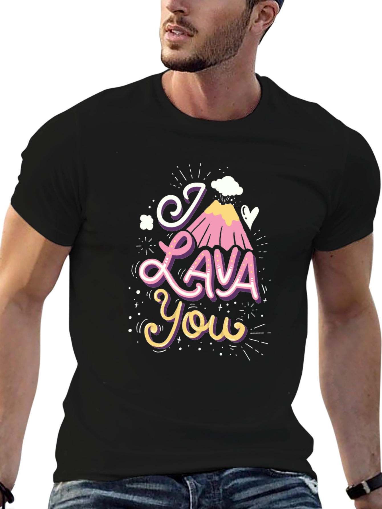 Black I Lava You Graphic Tee - Funny Valentine's Day Shirt view 6