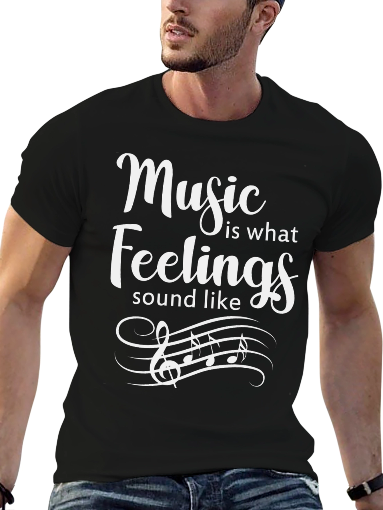 Black Music is What Feelings Sound Like Black T-Shirt view 6