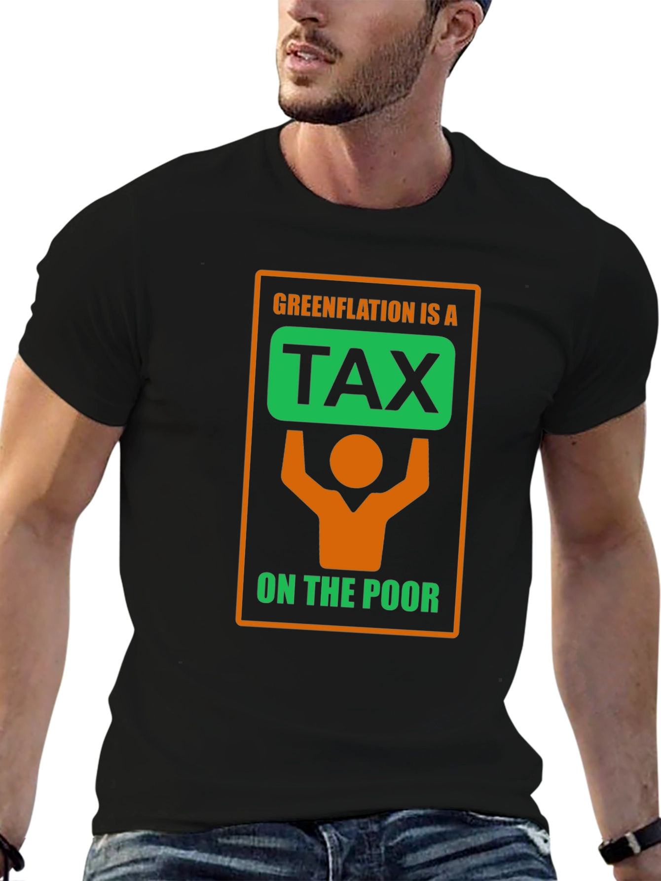 Black Greenflation Tax Awareness Black T-Shirt view 6