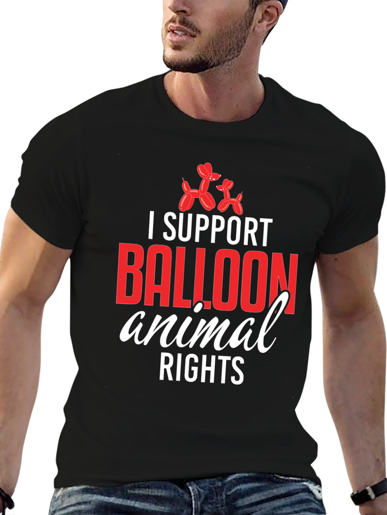 Black I Support Balloon Animal Rights T-Shirt view 6