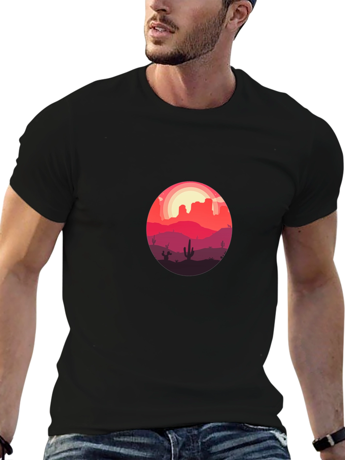 Black Desert Sunset Graphic Tee - Soft Cotton Blend view 6