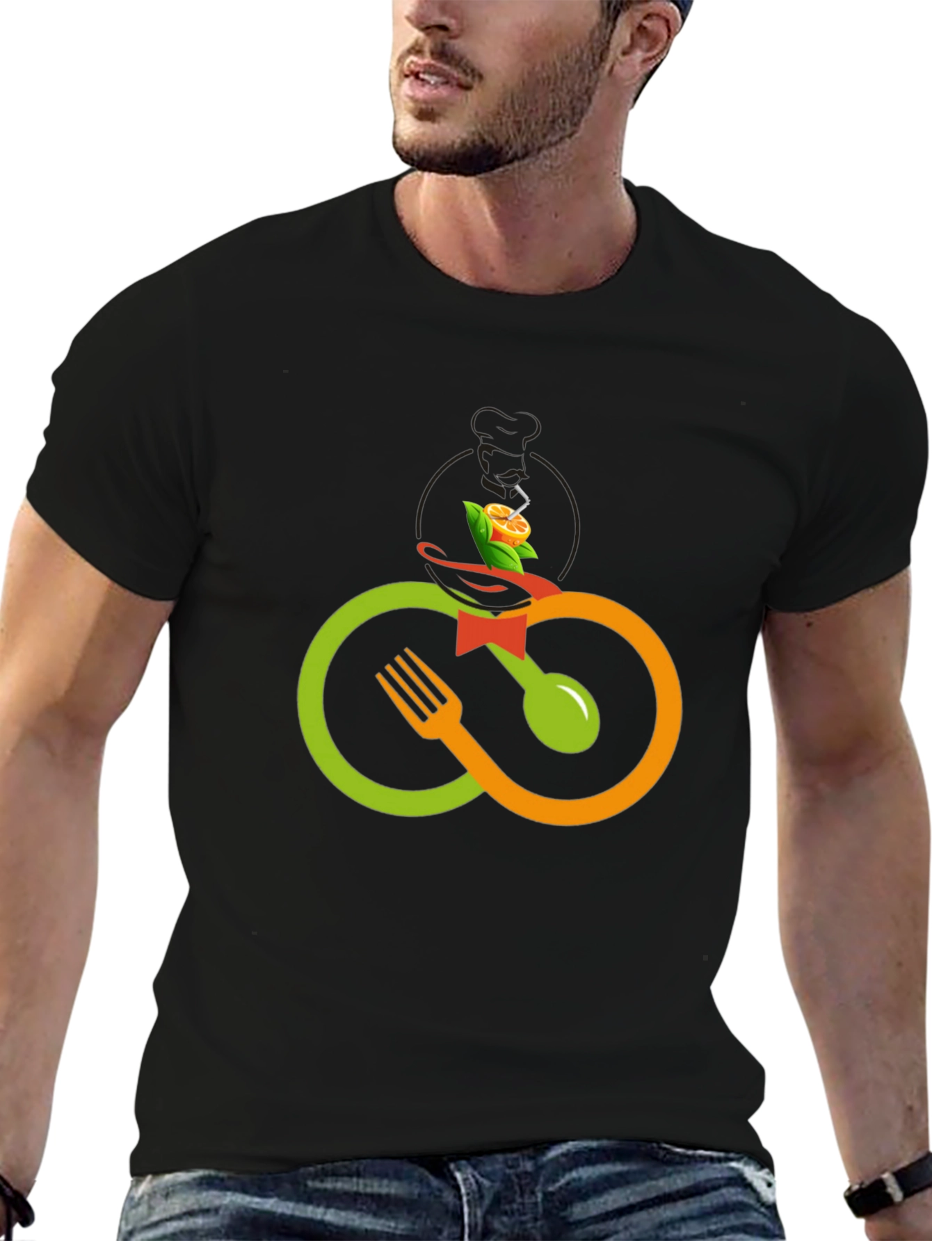 Black Culinary Cycle T-Shirt - Stylish Foodie Apparel view 6