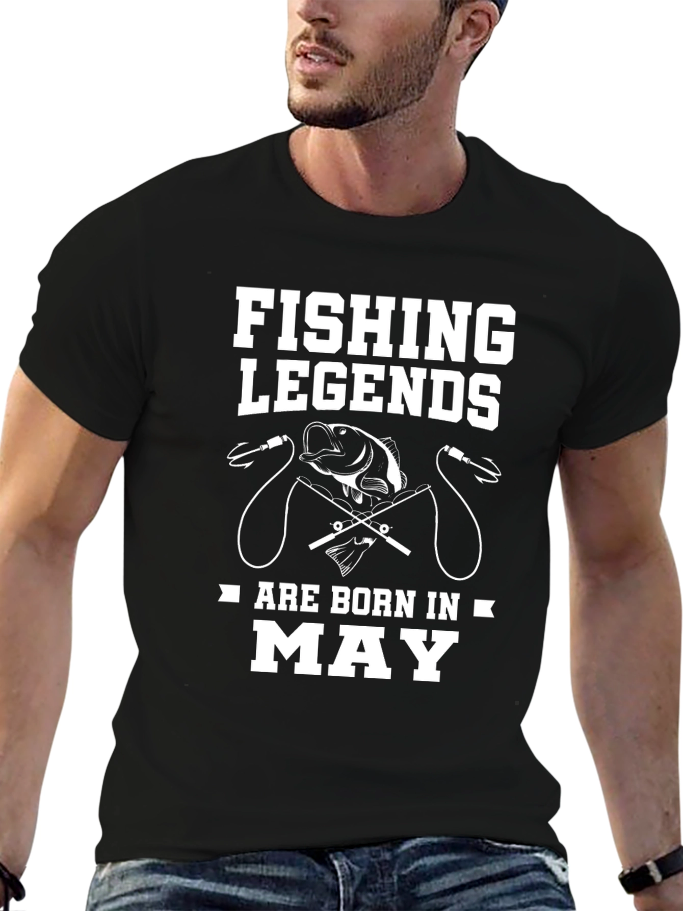 Black Fishing Legends Born in May T-Shirt view 6