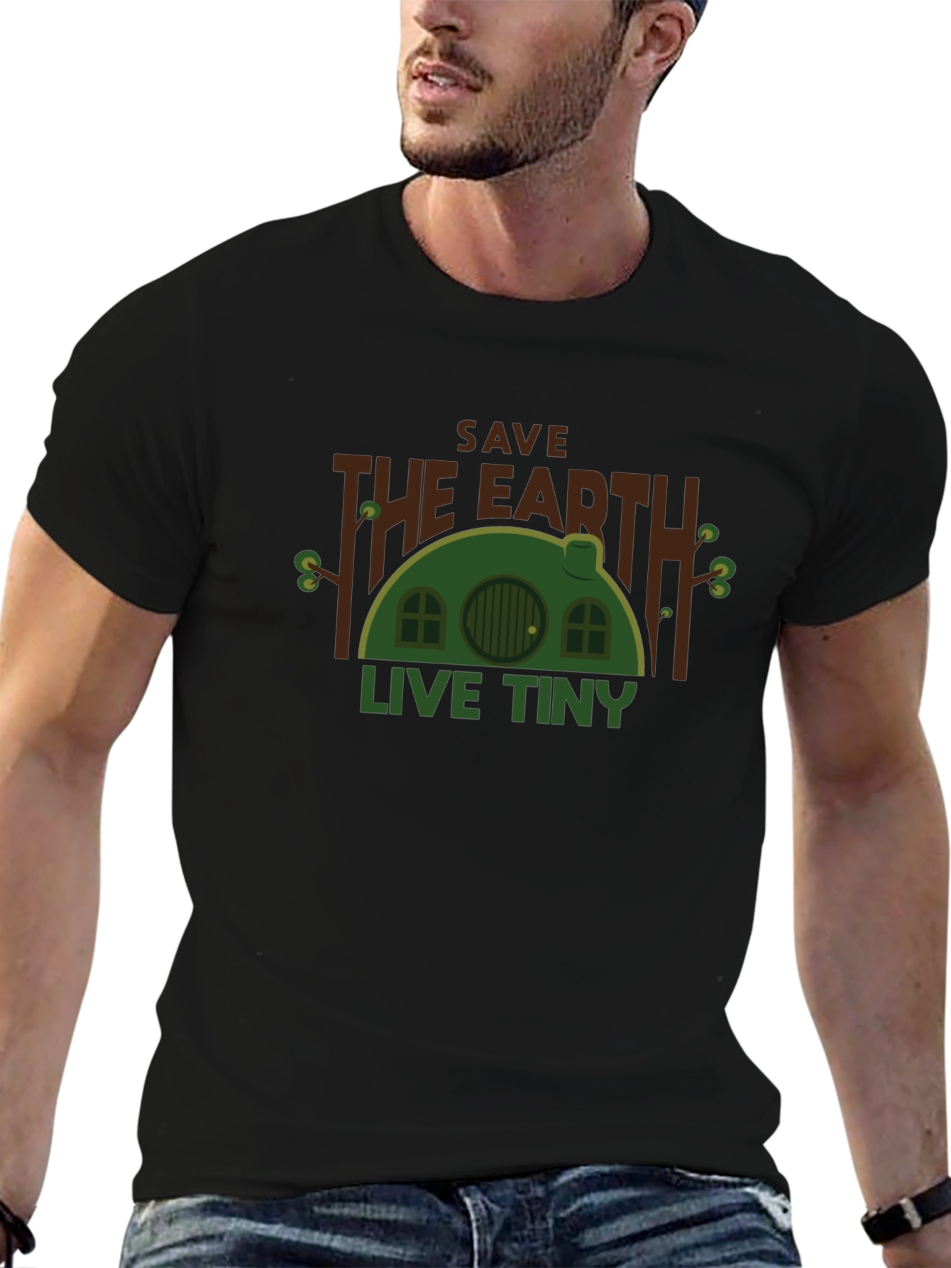 Black Save the Earth, Live Tiny Black T-Shirt view 6