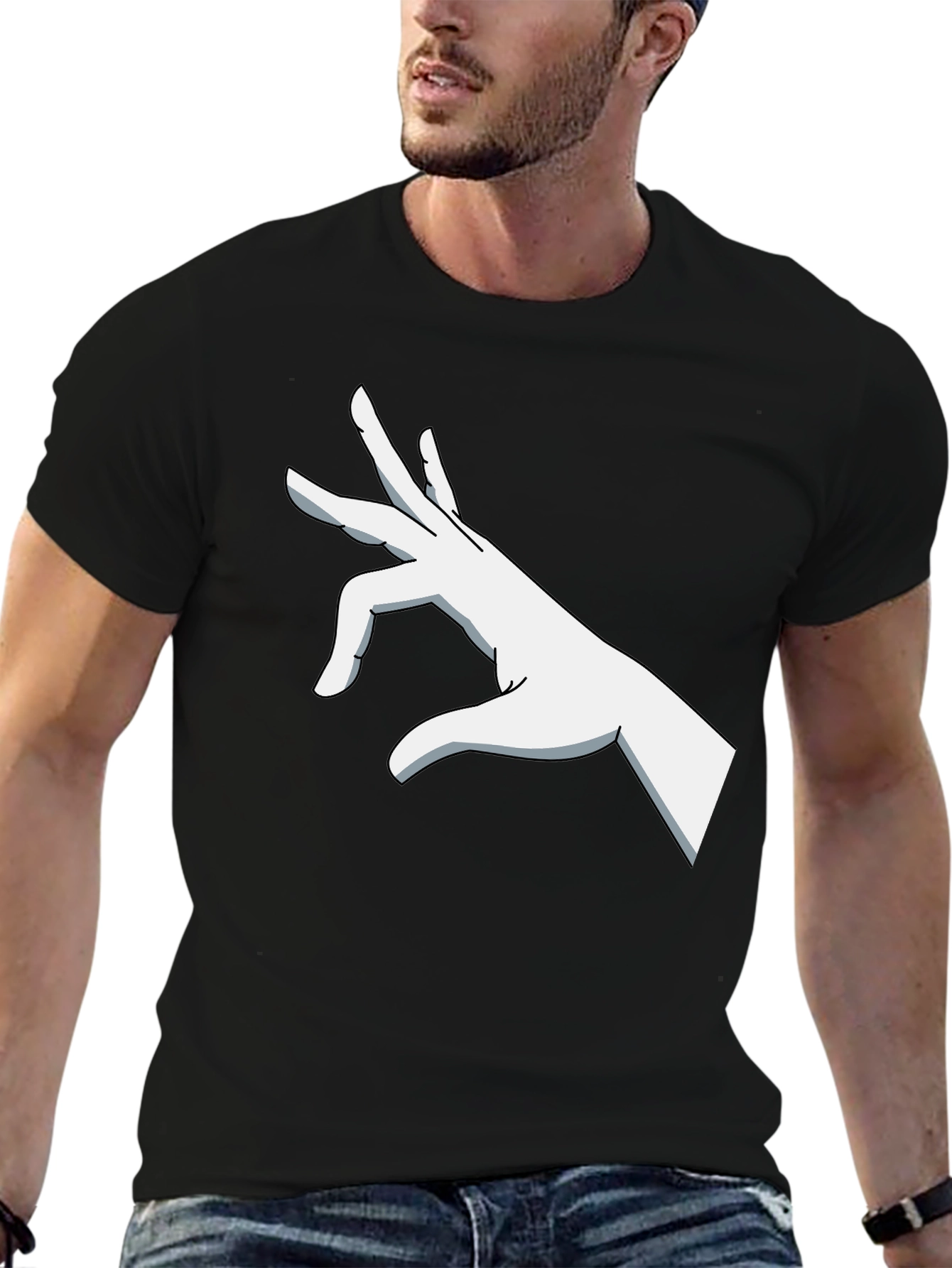 Black Graphic Hand Gesture Black T-Shirt view 6