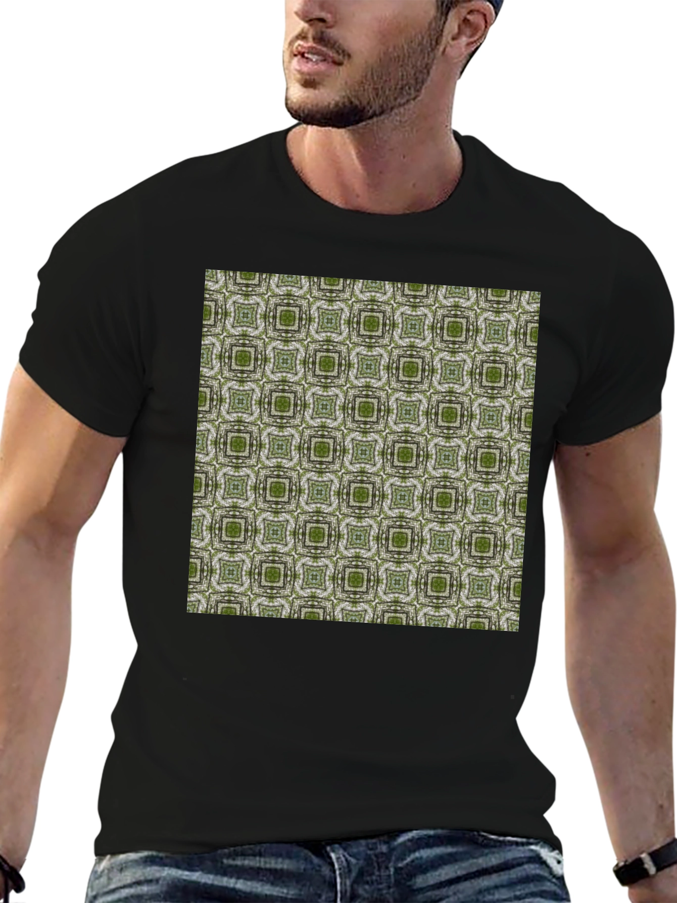 Black Patterned Black T-Shirt view 6