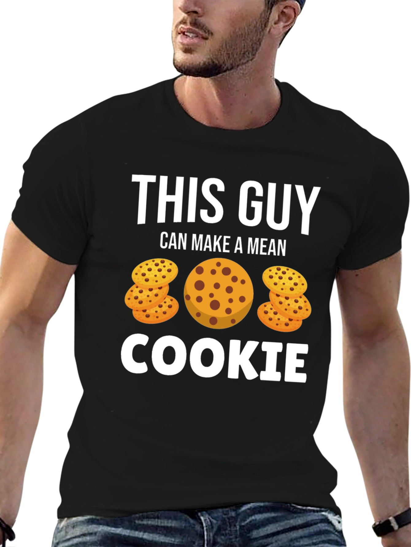 Black This Guy Can Make a Mean Cookie T-Shirt view 6