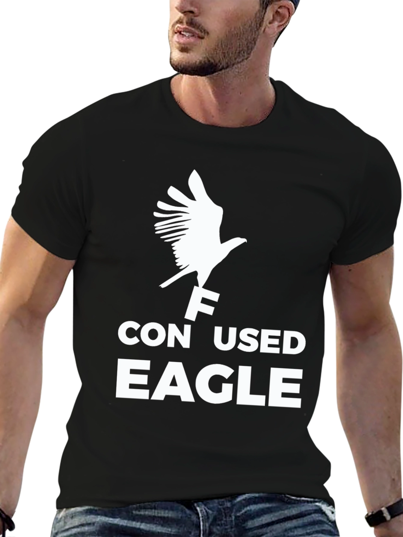 Black Confused Eagle Graphic T-Shirt - Black view 6