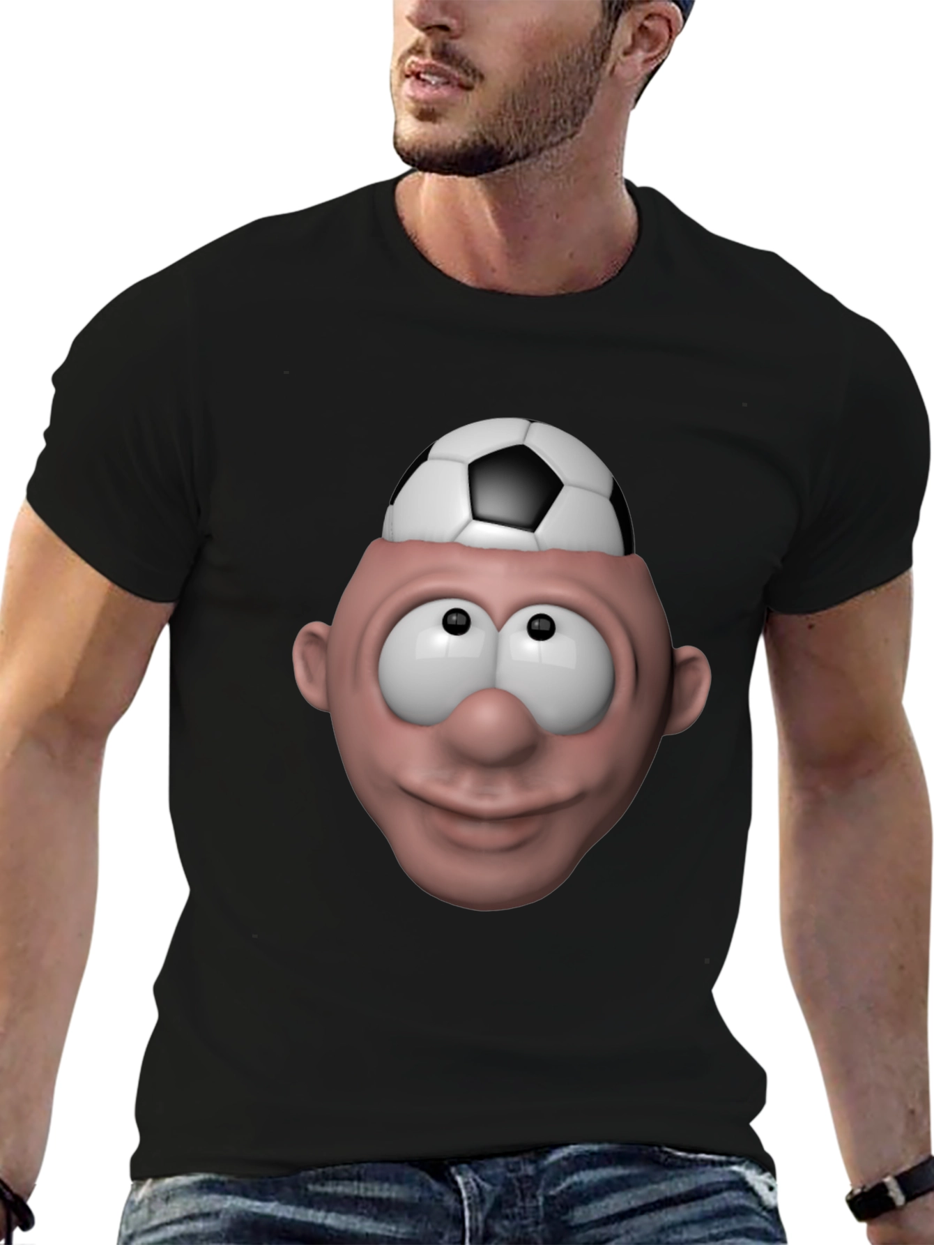 Black Soccer Brain T-Shirt - Funny Graphic Tee view 6