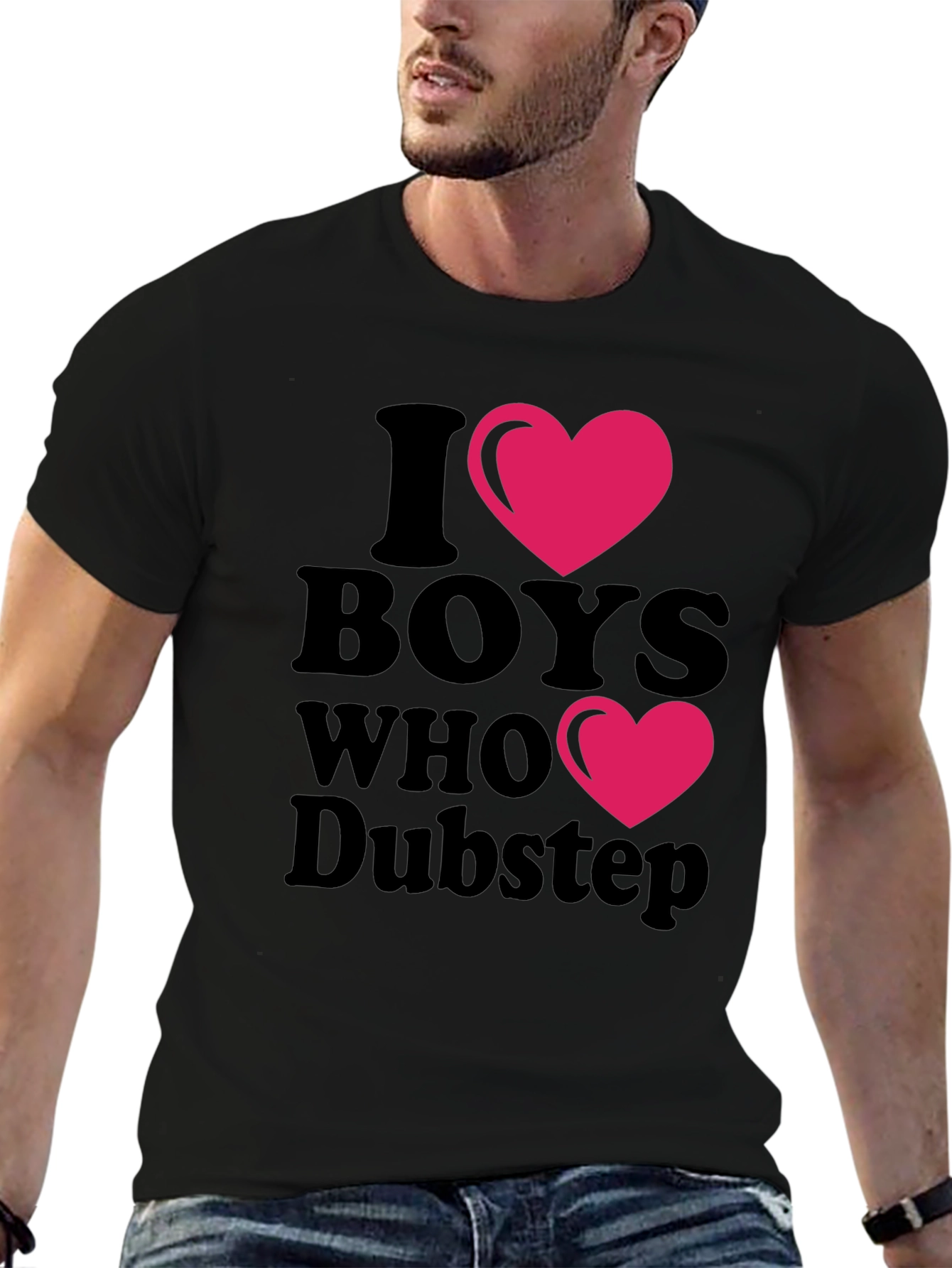 Black I Heart Boys Who Dubstep Black T-Shirt view 6