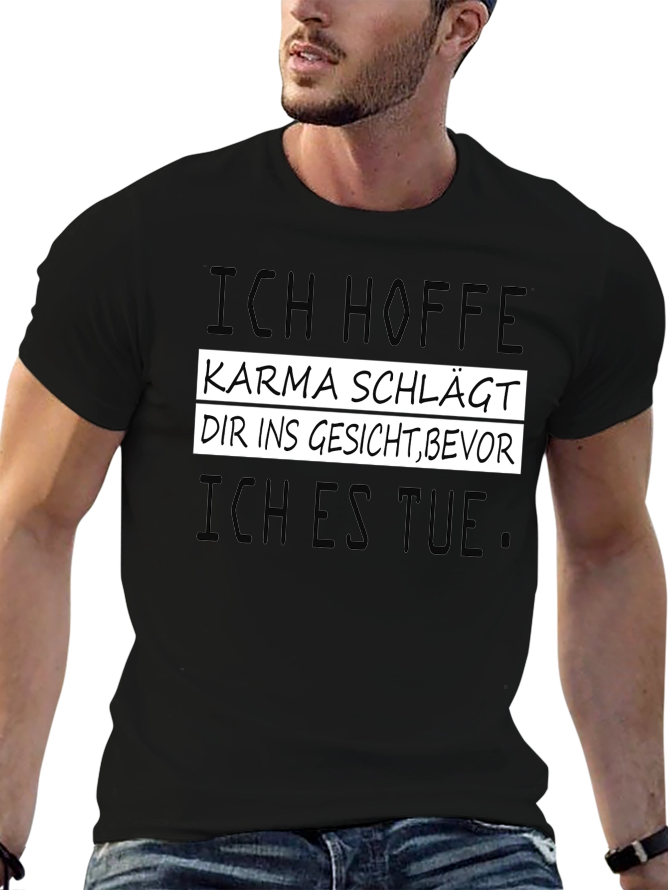 Black Karma T-Shirt - Humorous German Slogan view 6