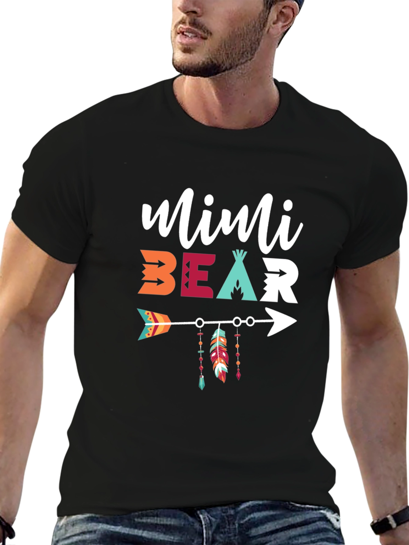 Black Mimi Bear Arrow Graphic T-Shirt view 6