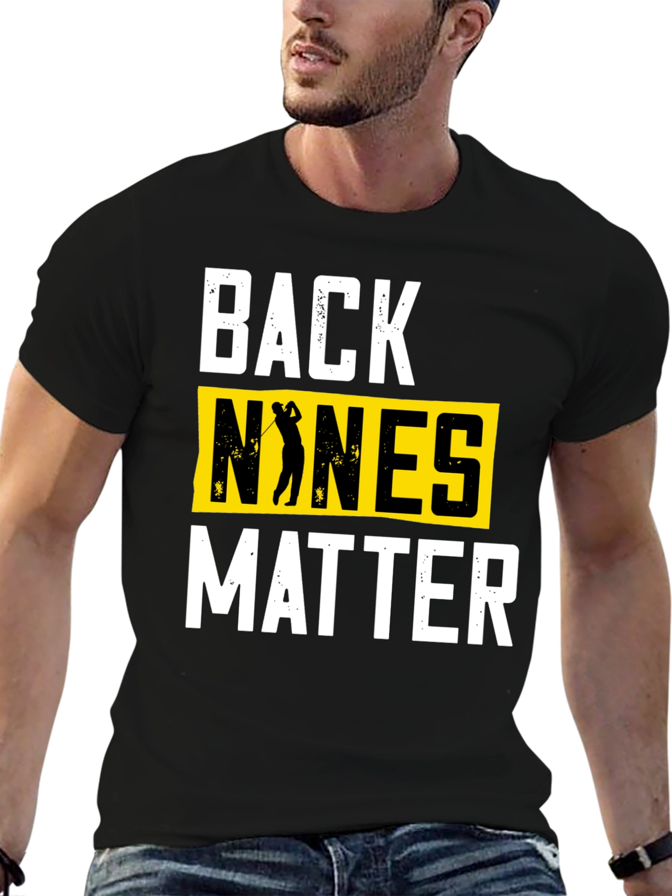 Black Back Nines Matter Golf T-Shirt view 6