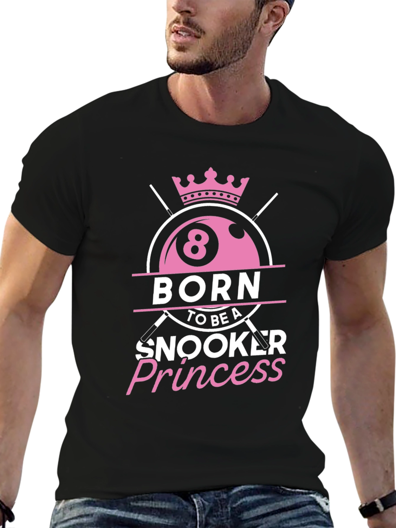 Black Born Snooker Princess Tee - Billiards Lover T-Shirt view 6
