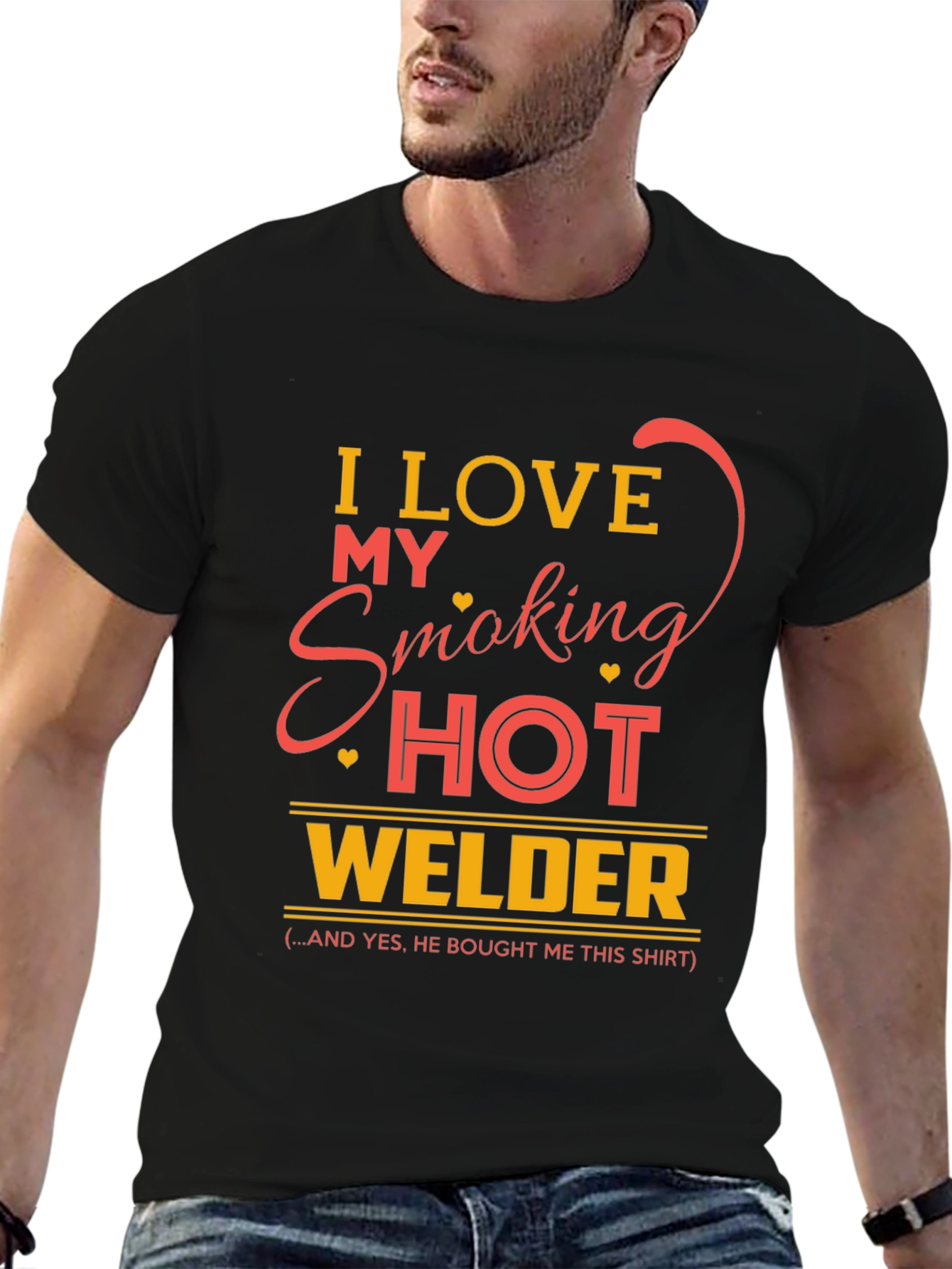 Black I Love My Smoking Hot Welder Graphic T-Shirt view 6