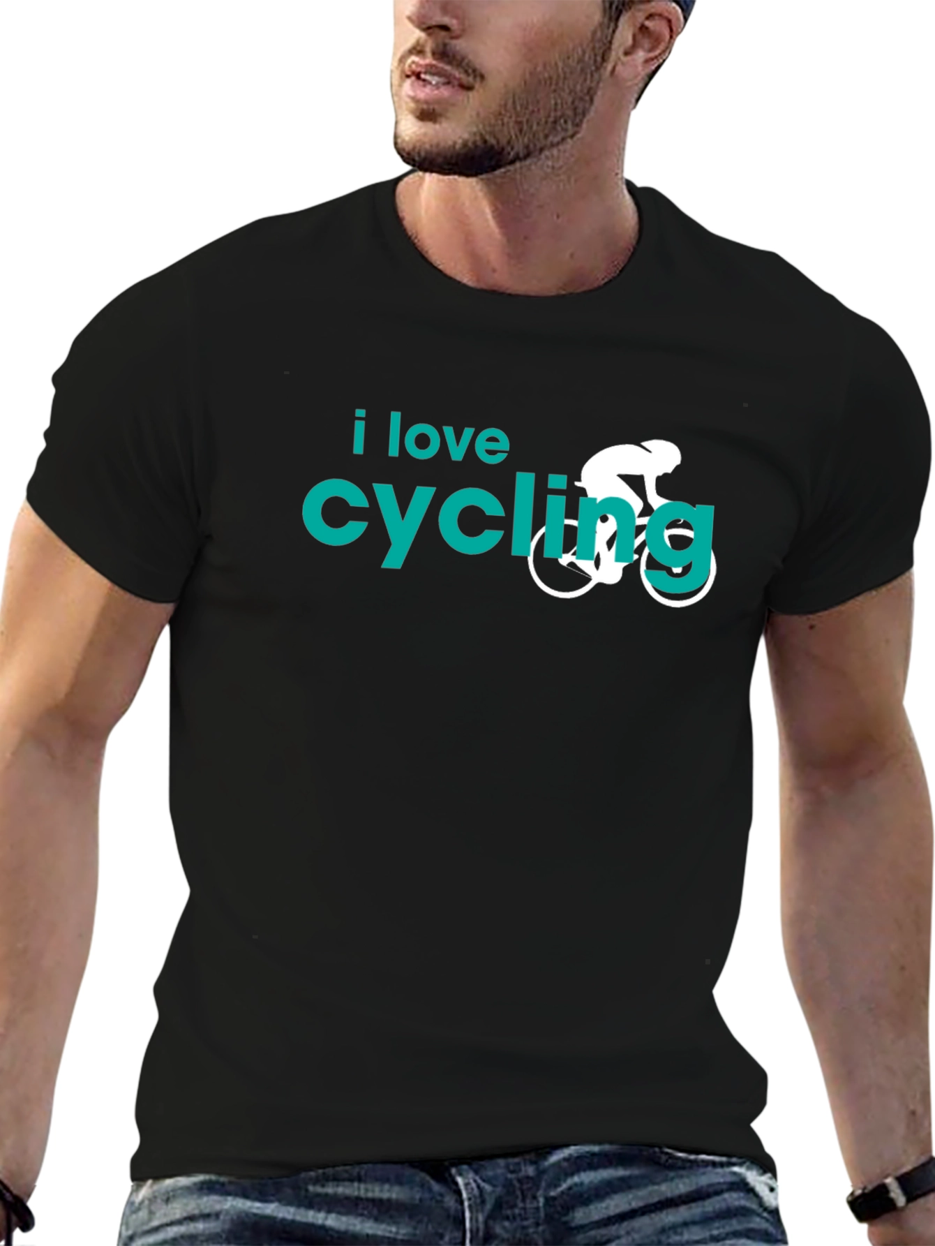 Black I Love Cycling Graphic T-Shirt - Black view 6
