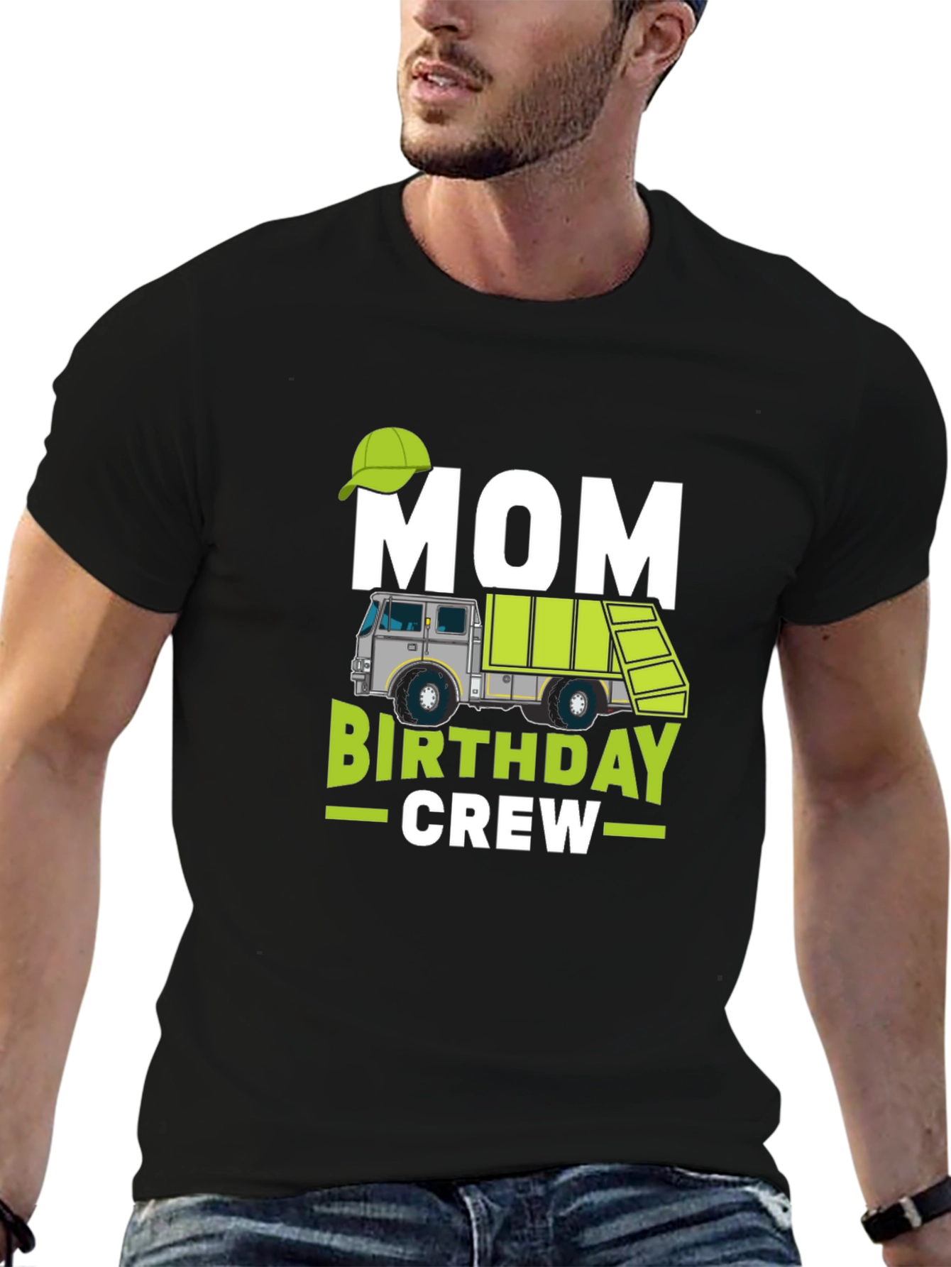 Black Mom Birthday Crew Garbage Truck T-Shirt view 6