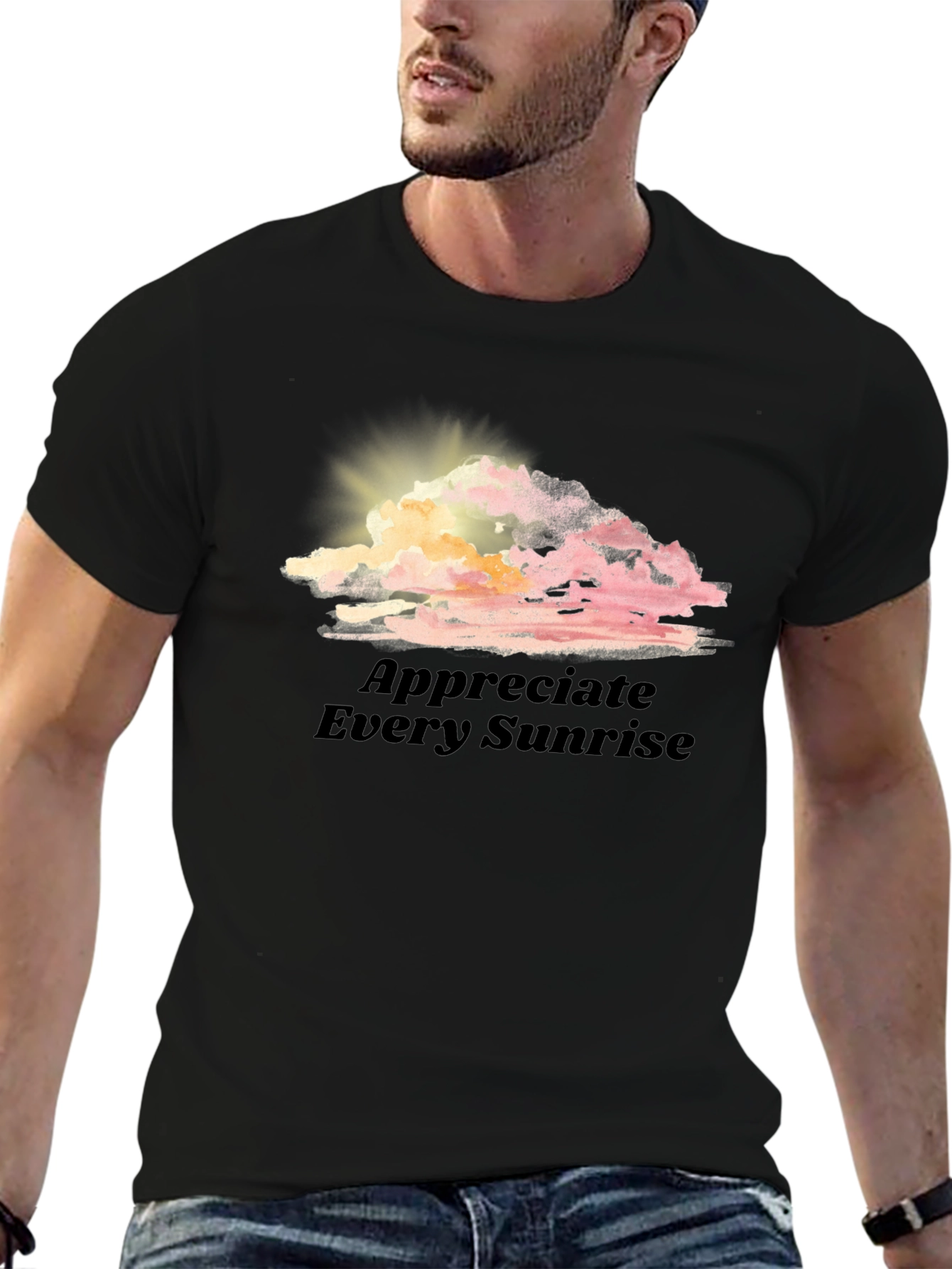 Black Sunrise Cloud Graphic Tee - Appreciate Every Sunrise view 6