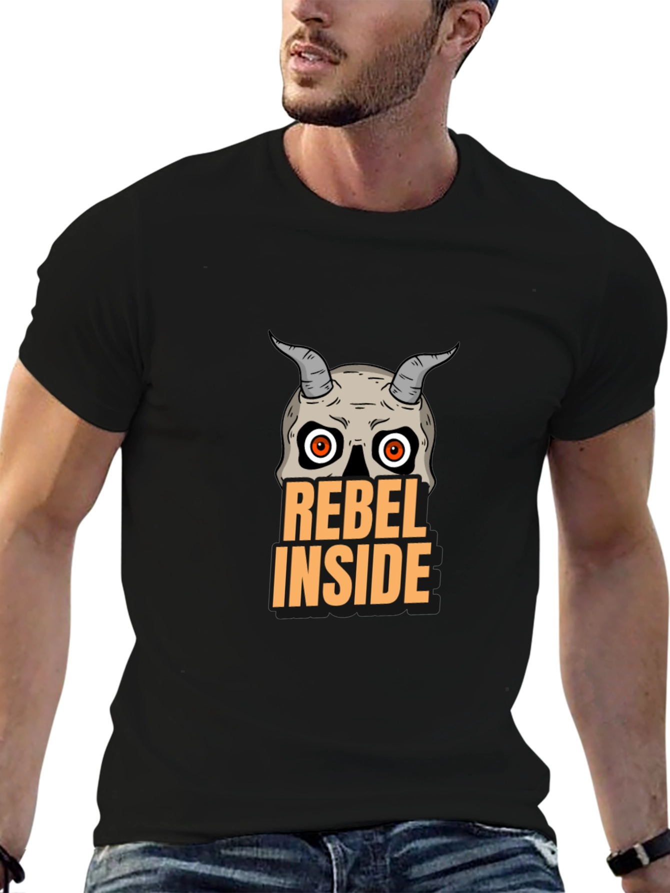 Black Rebel Inside Skull Graphic T-Shirt view 6