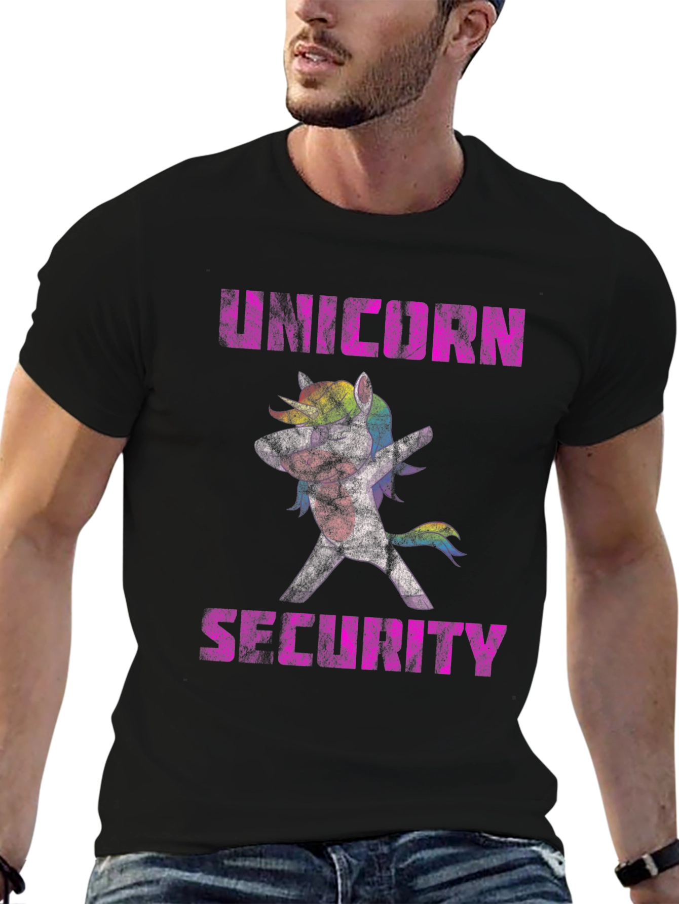 Black Unicorn Security Graphic T-Shirt - Black view 6