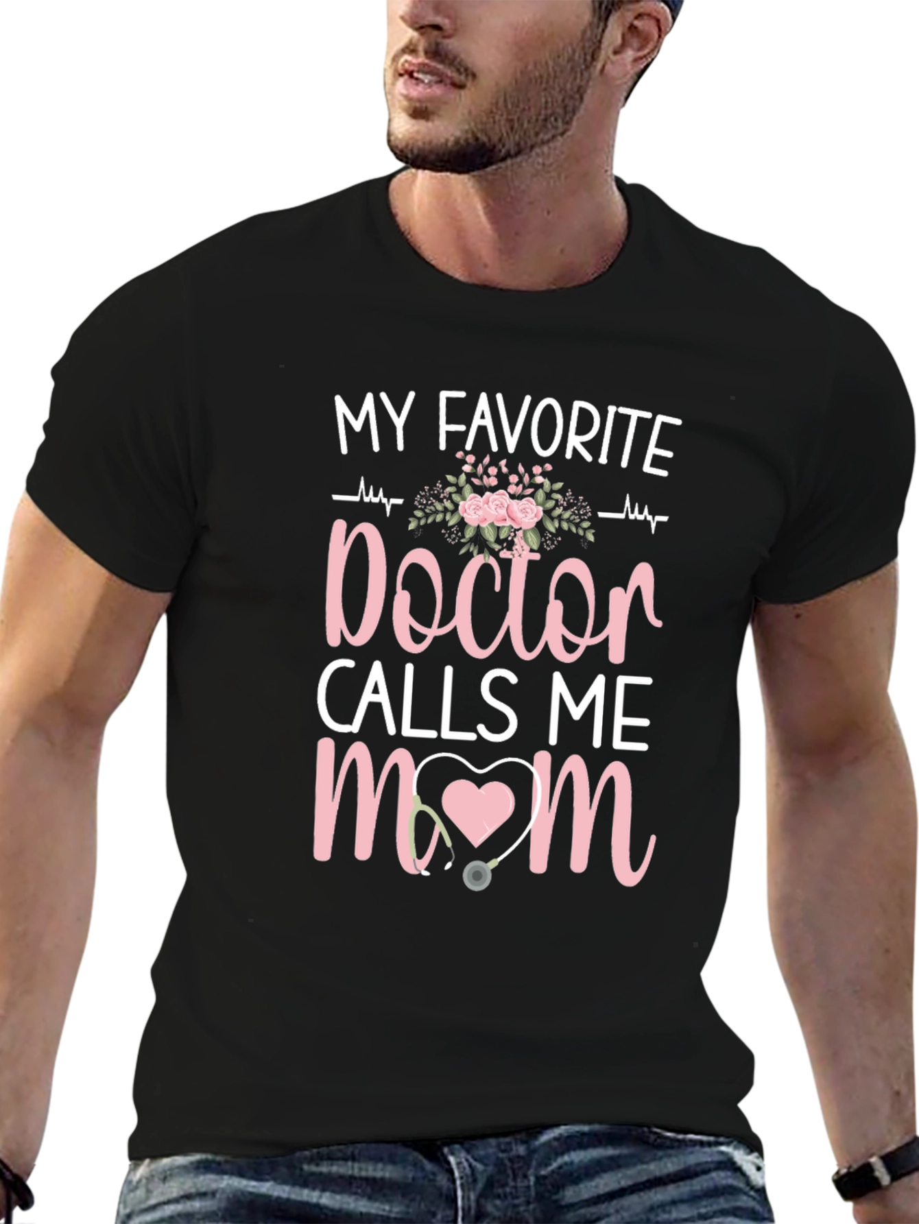 Black My Favorite Doctor Calls Me Mom T-Shirt view 6