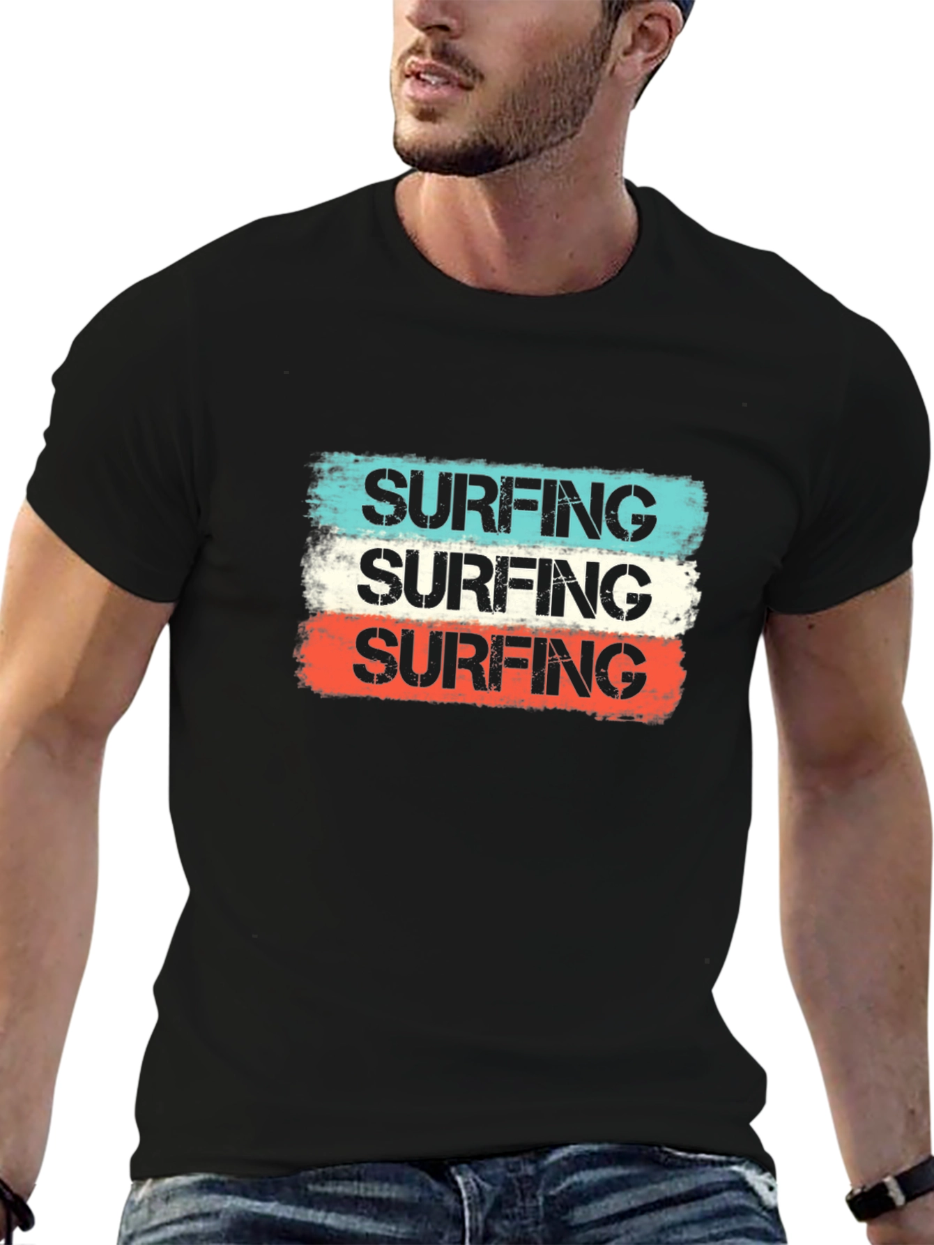 Black Retro Surfing T-Shirt - Black view 6