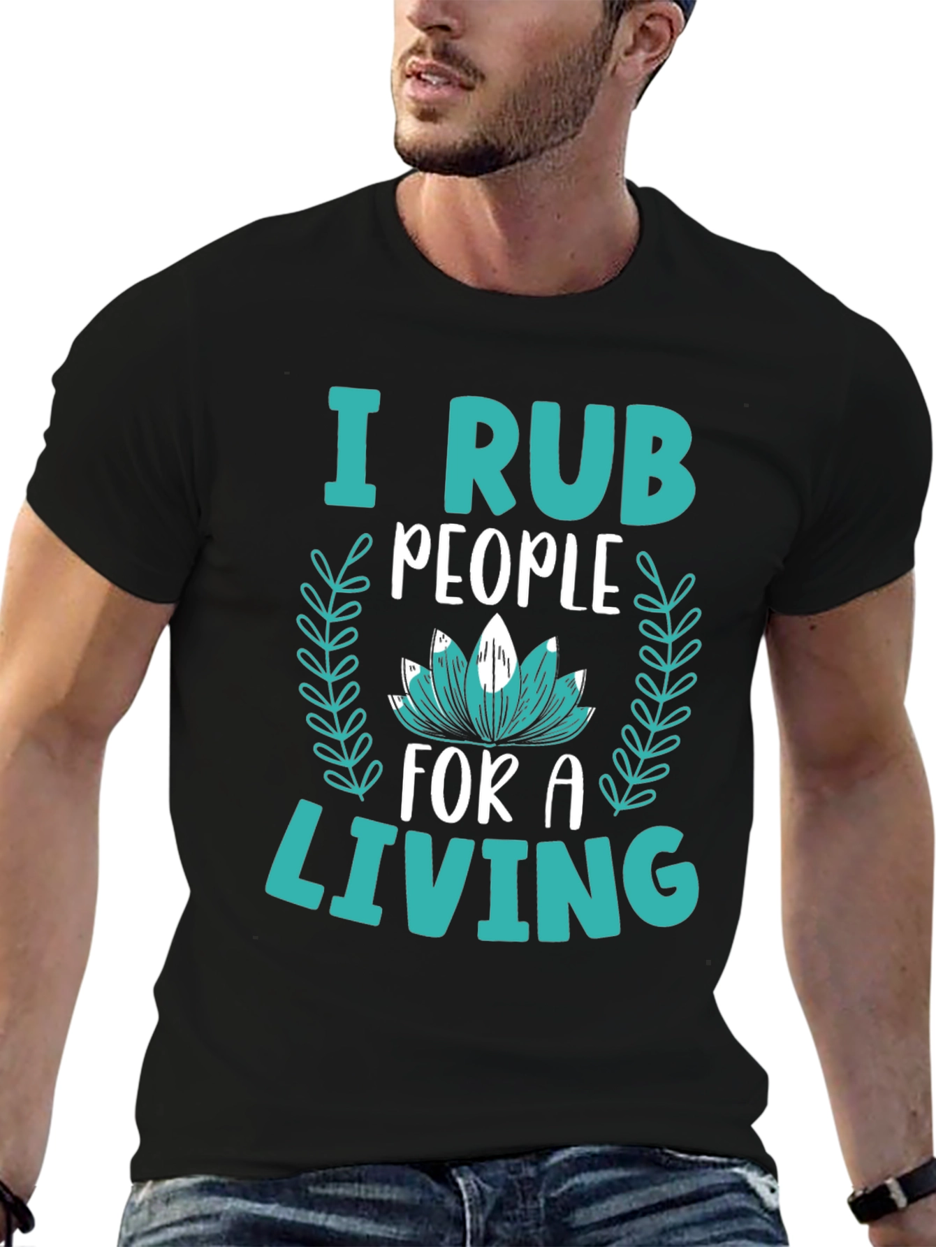 Black I Rub People For A Living Graphic Tee view 6