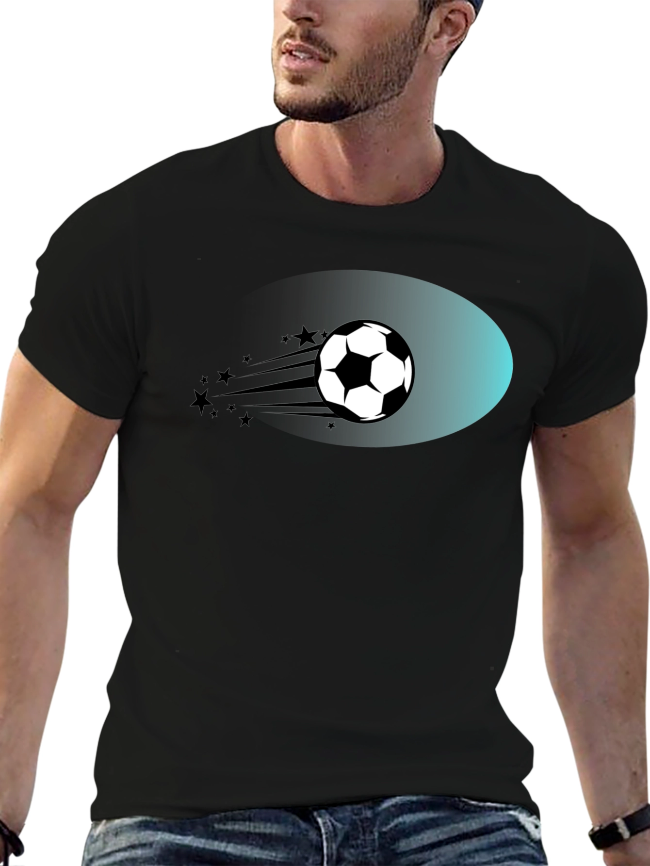 Black Soccer Ball T-Shirt - Black Graphic Tee view 6