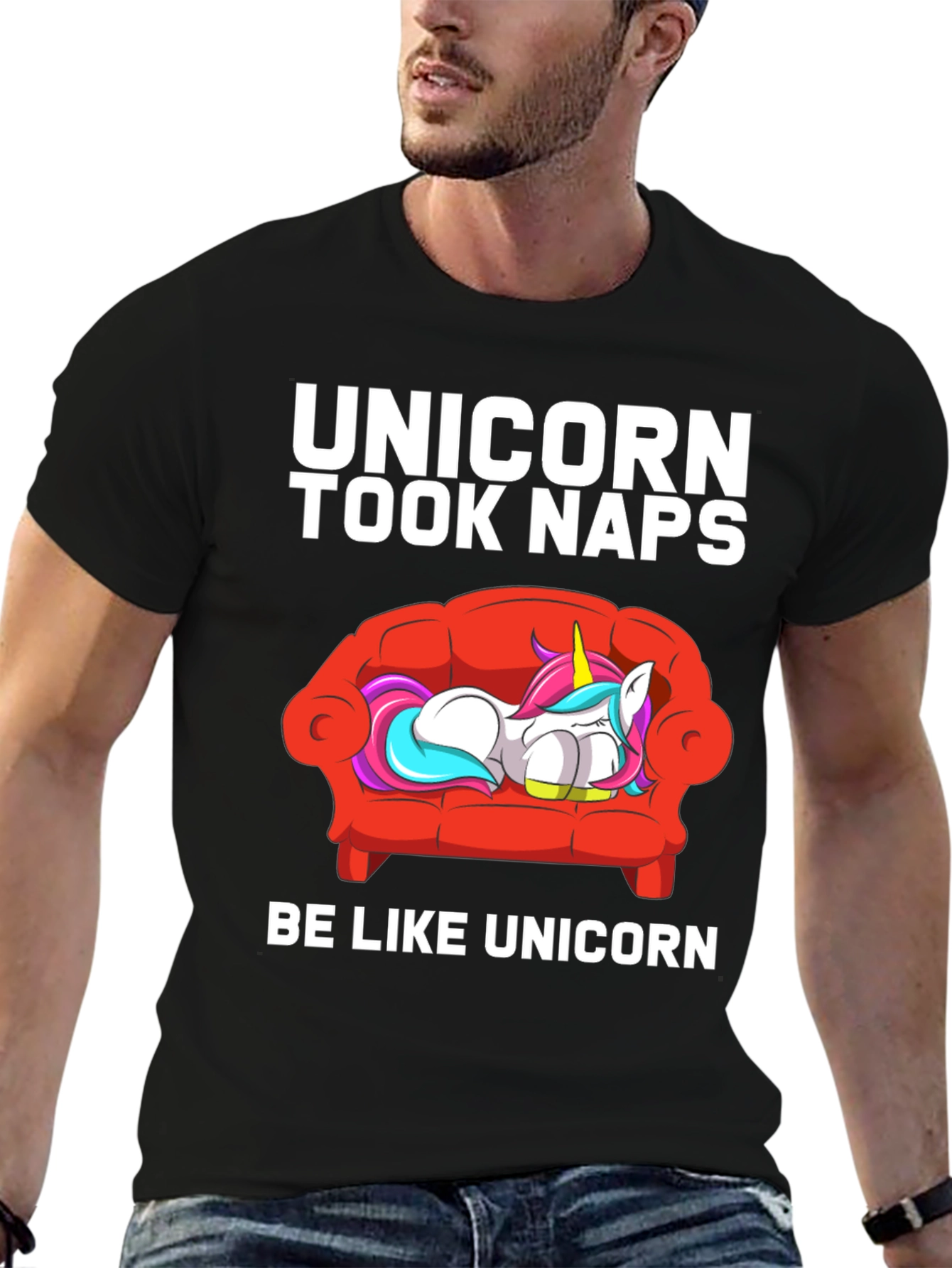 Black Unicorn Took Naps T-Shirt view 6