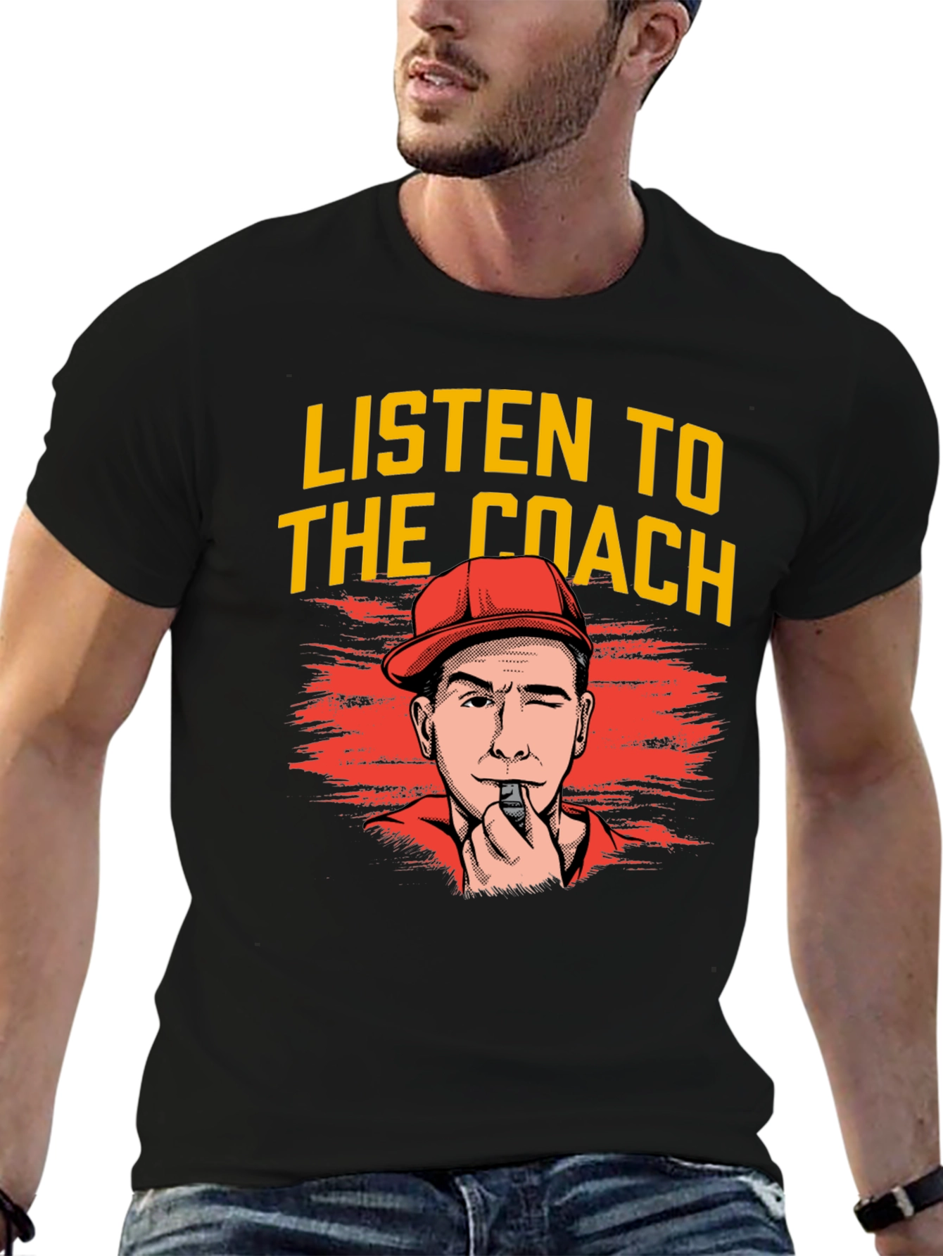 Black Listen To The Coach T-Shirt Funny Cartoon Tee view 6