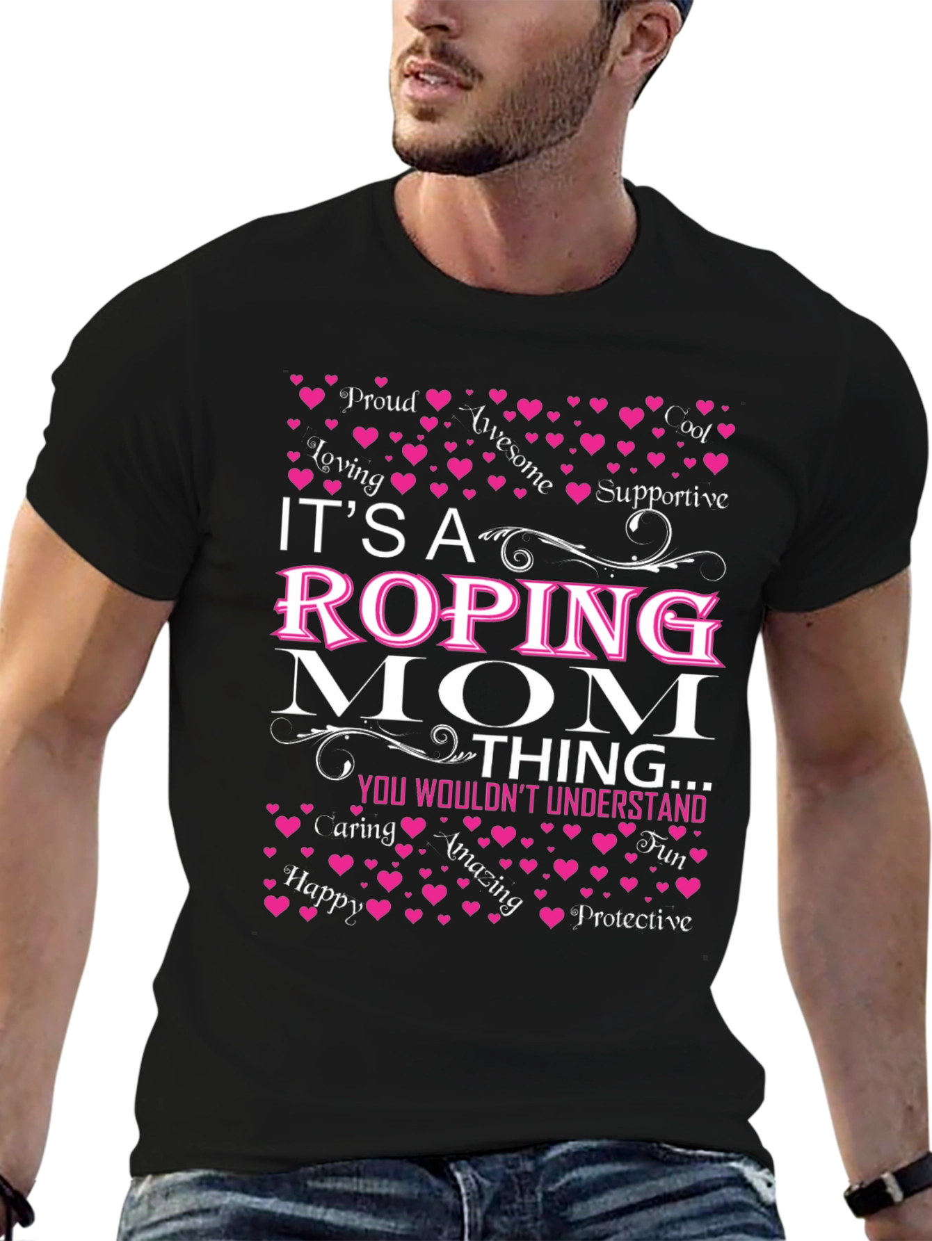 Black Roping Mom T-Shirt - Gift for Mom view 6