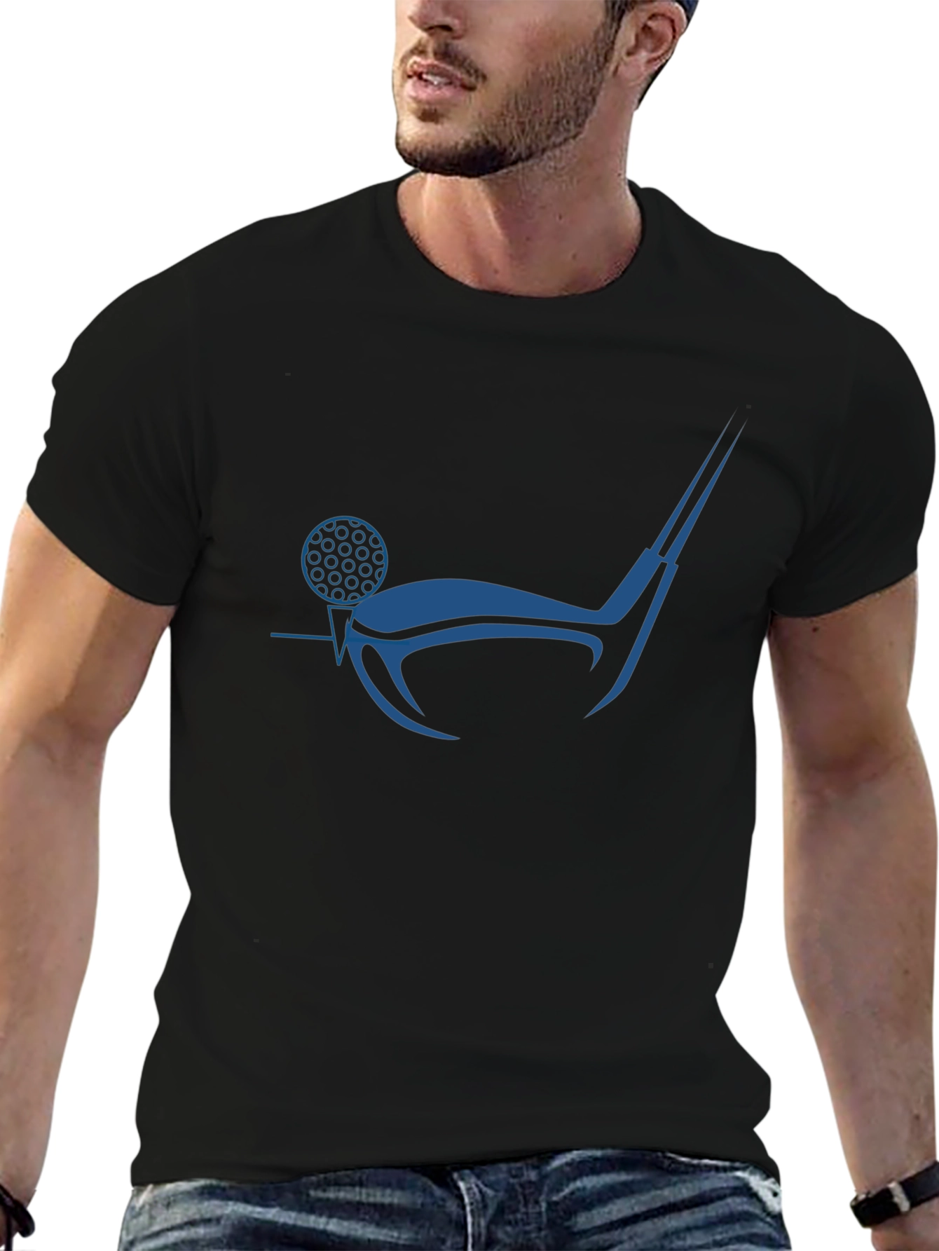 Black Golf Club & Ball Graphic Tee - Cool Sporty Design view 6