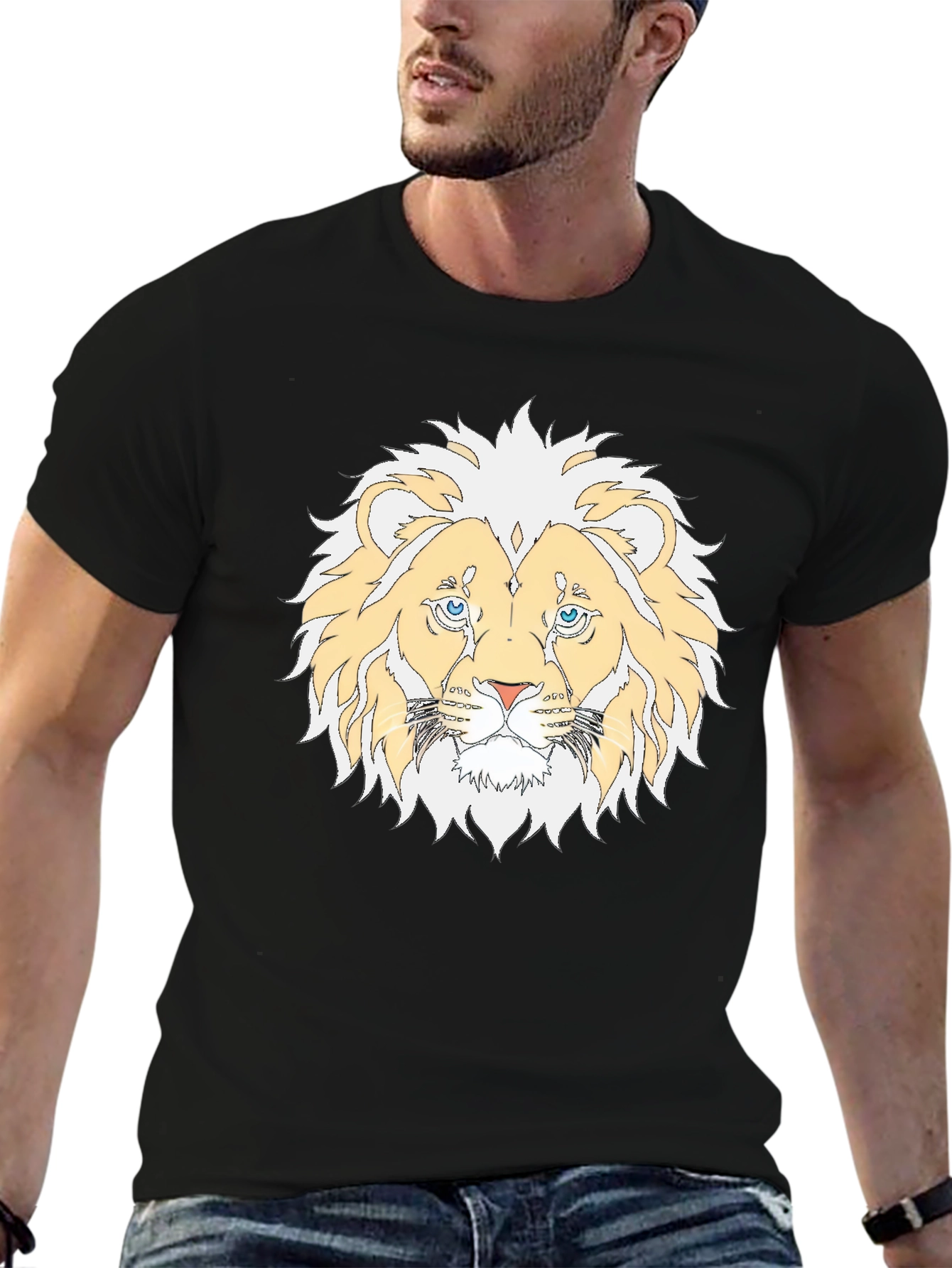 Black Lion Graphic Black T-Shirt view 6