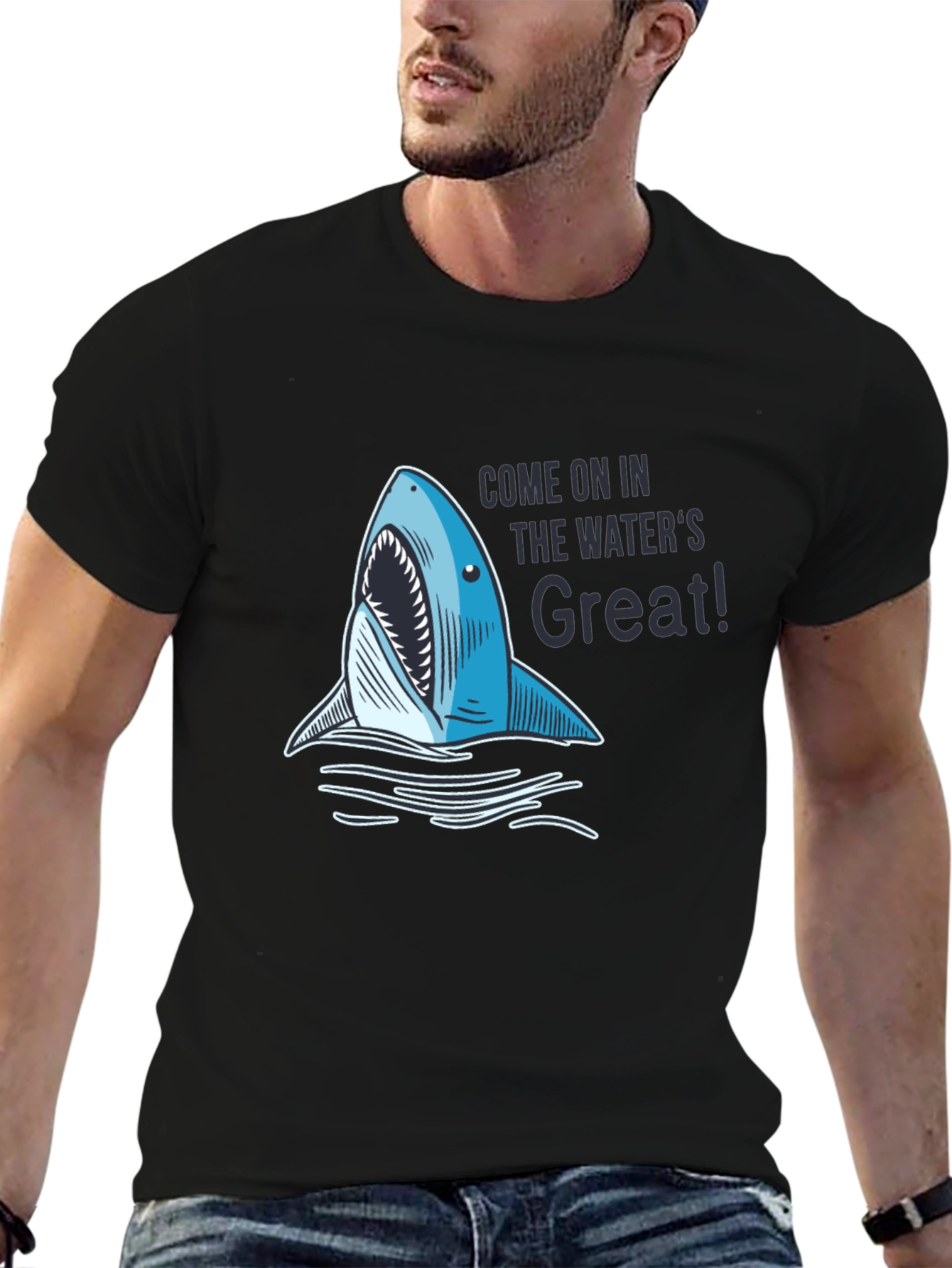 Black Shark Bite Tee - Come On In T-Shirt view 6