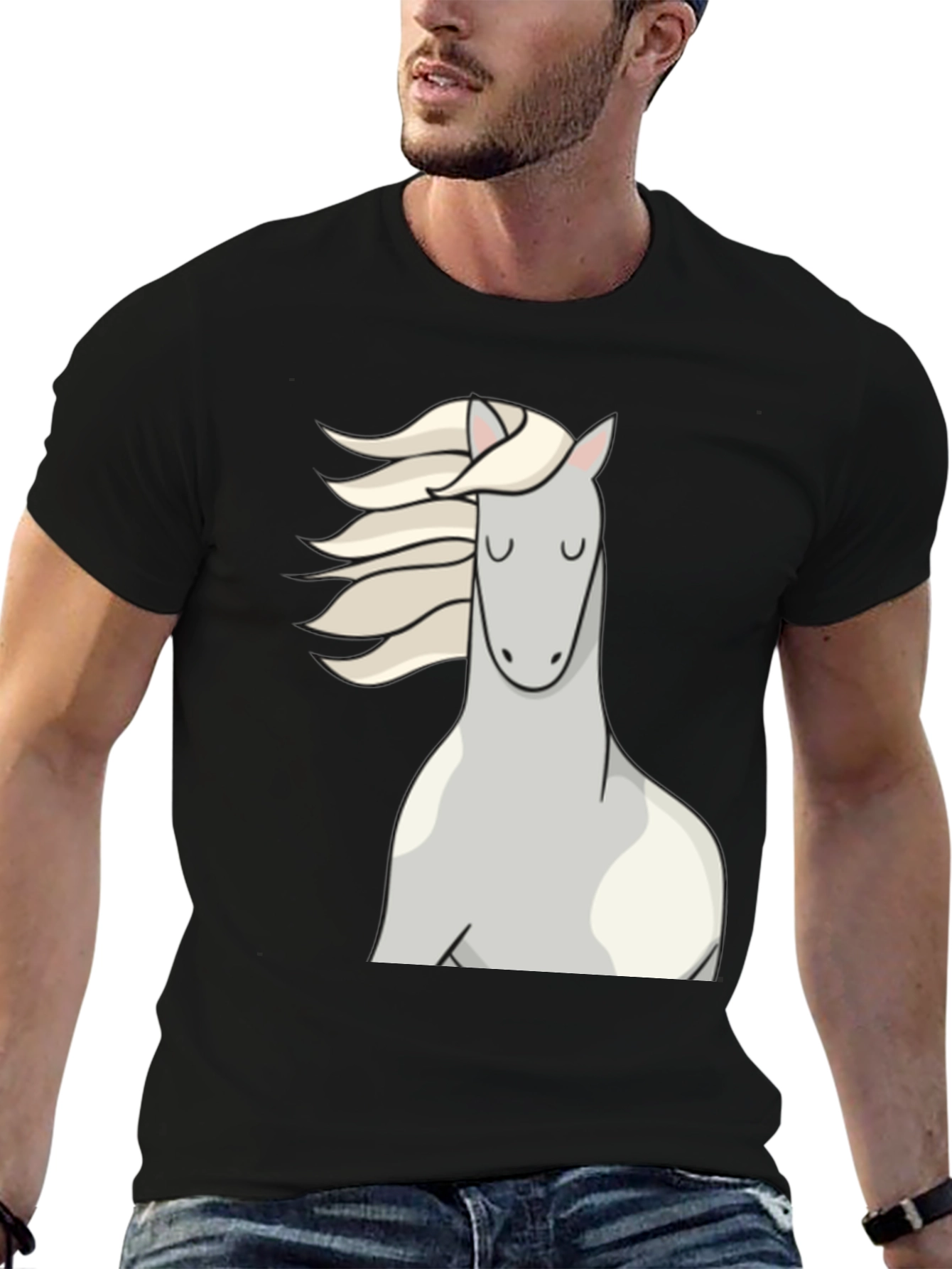 Black Horse Graphic Black T-Shirt view 6