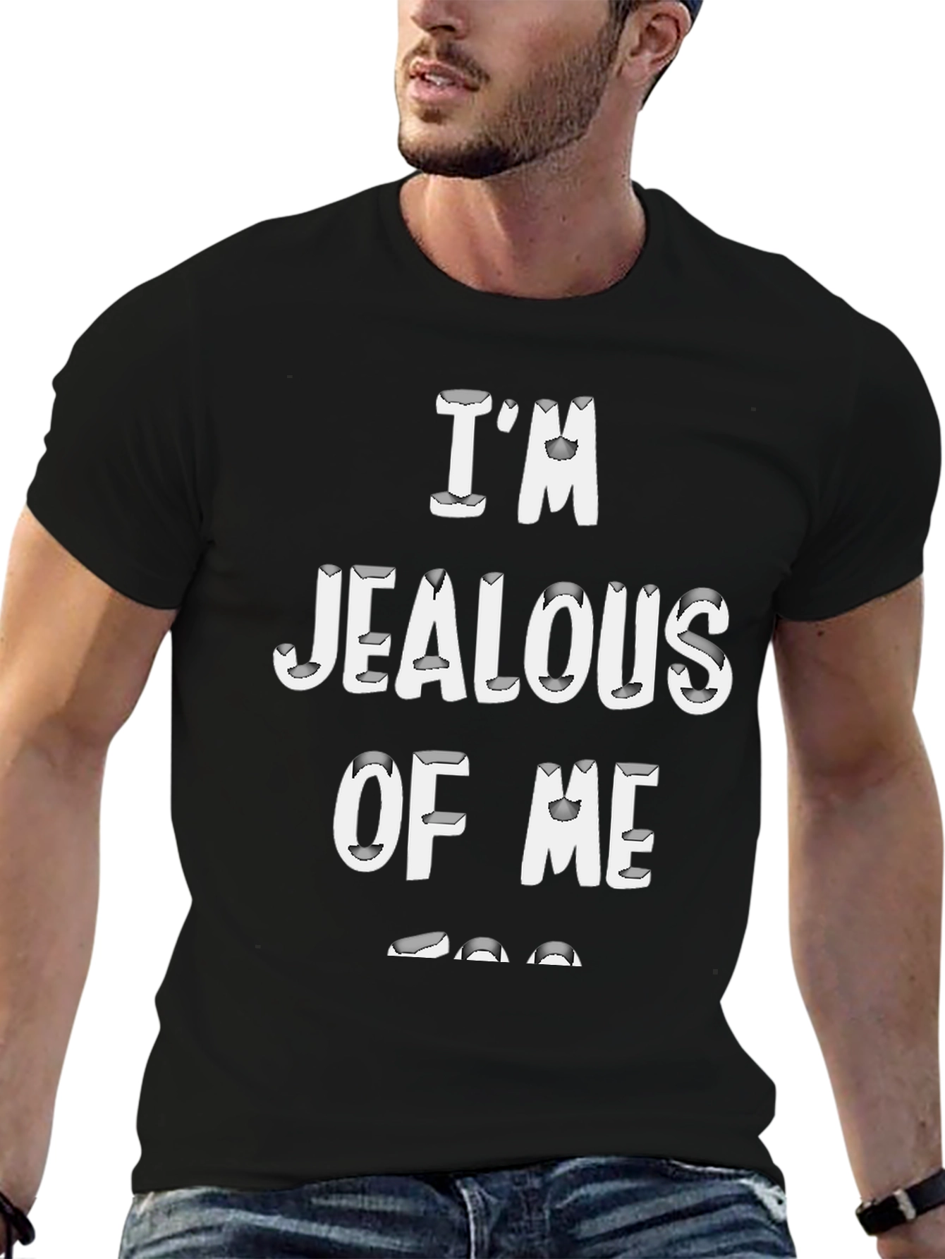 Black I'm Jealous Of Me Graphic Black T-Shirt view 6