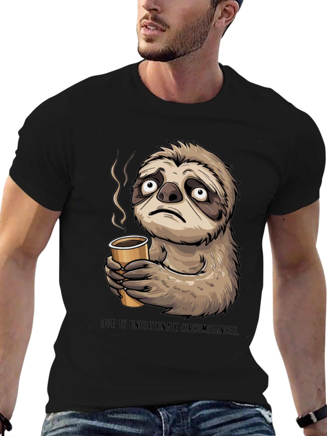 Black Sloth Coffee T-Shirt - Unfortunate Circumstances view 6