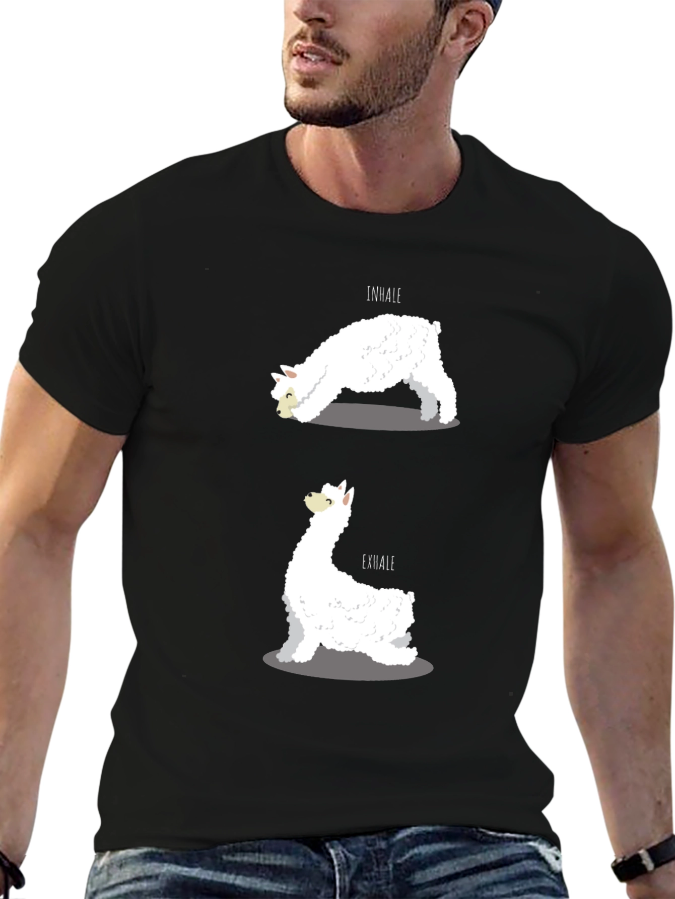 Black Llama Yoga T-Shirt view 6